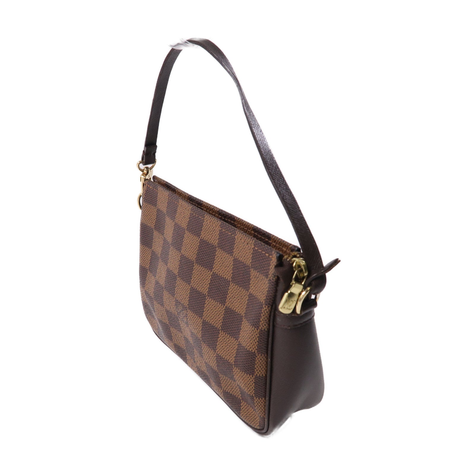 LOUIS VUITTON Damier Trousse Makeup Pouch金扣手挽袋啡色