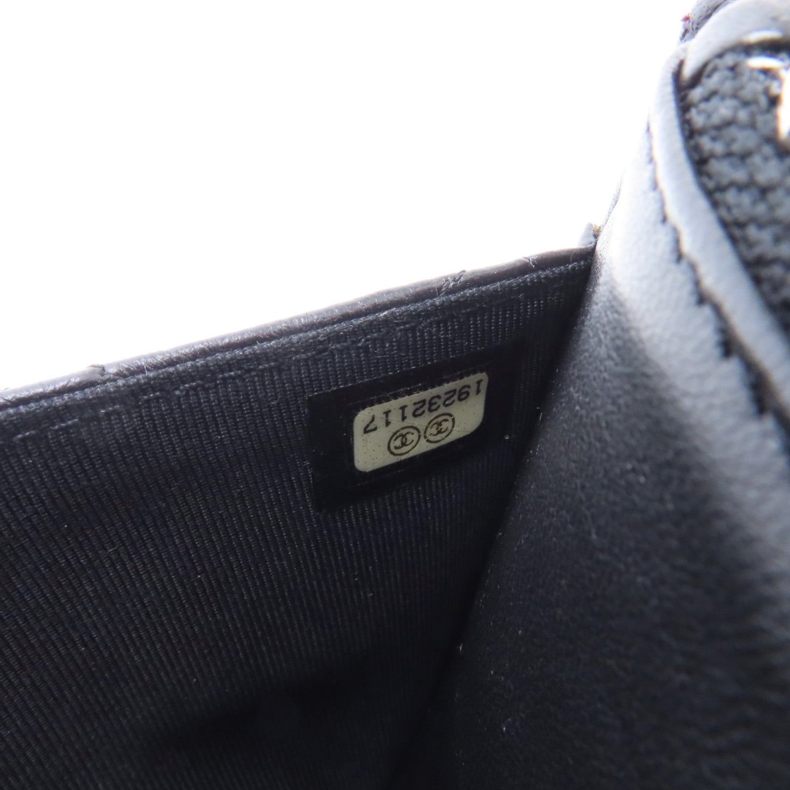 CHANEL 菱格羊皮皮革Wallet On Chain Shoulder Bag銀扣鏈帶肩背袋黑色