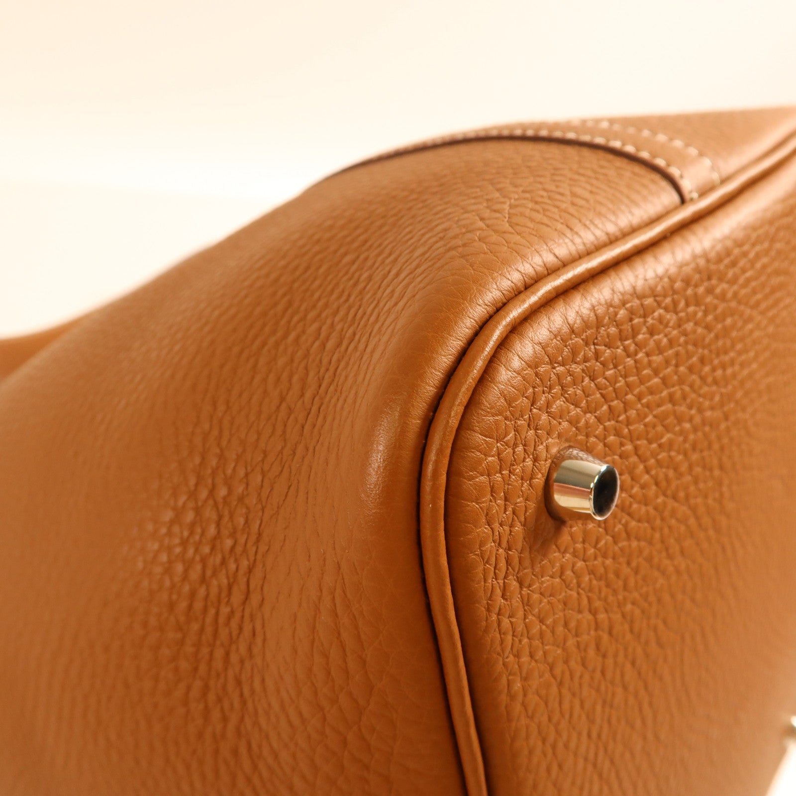 HERMES Clemence皮革Picotin MM金扣手挽袋Gold金棕色
