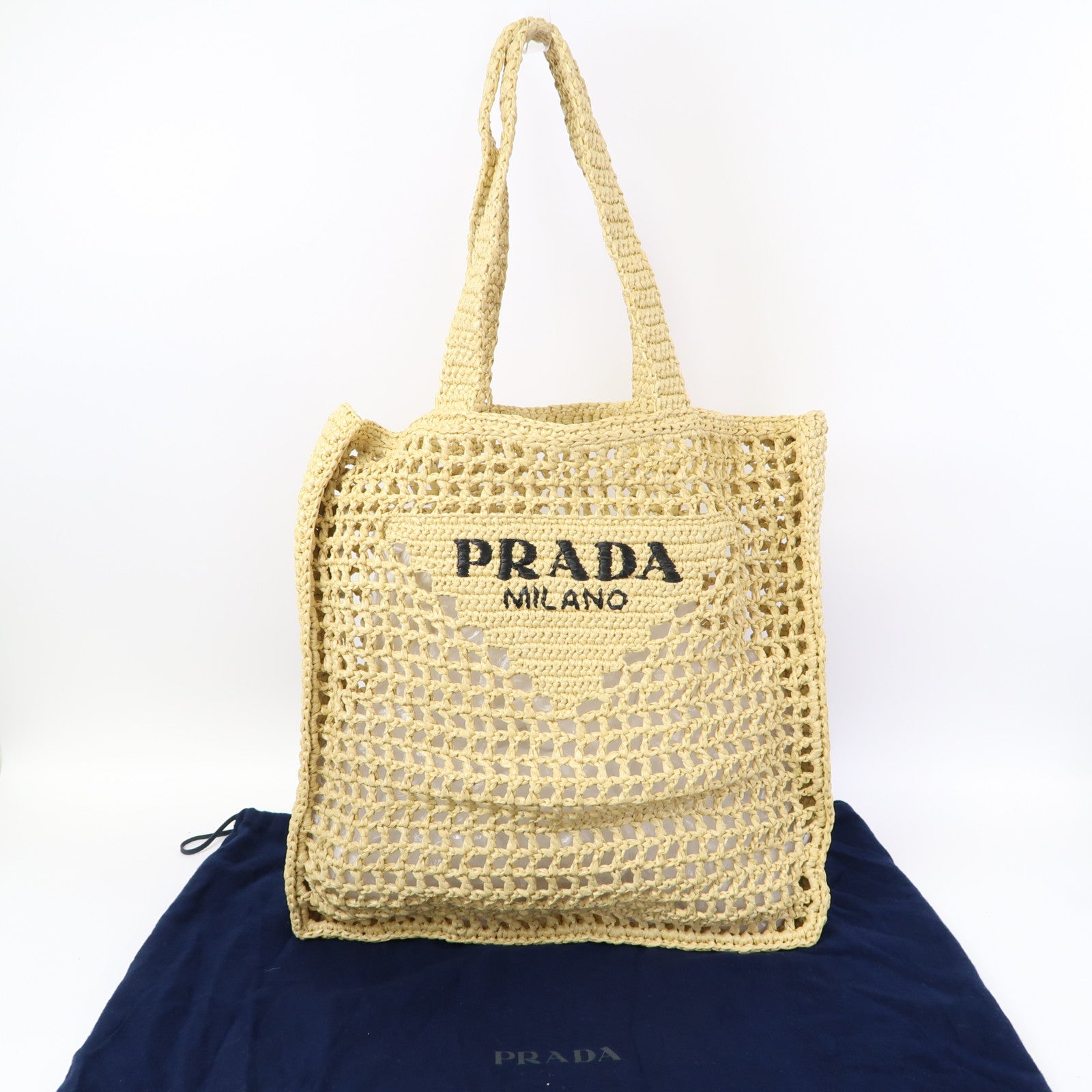 PRADA 酒椰Raffia Tote Bag肩背袋米色