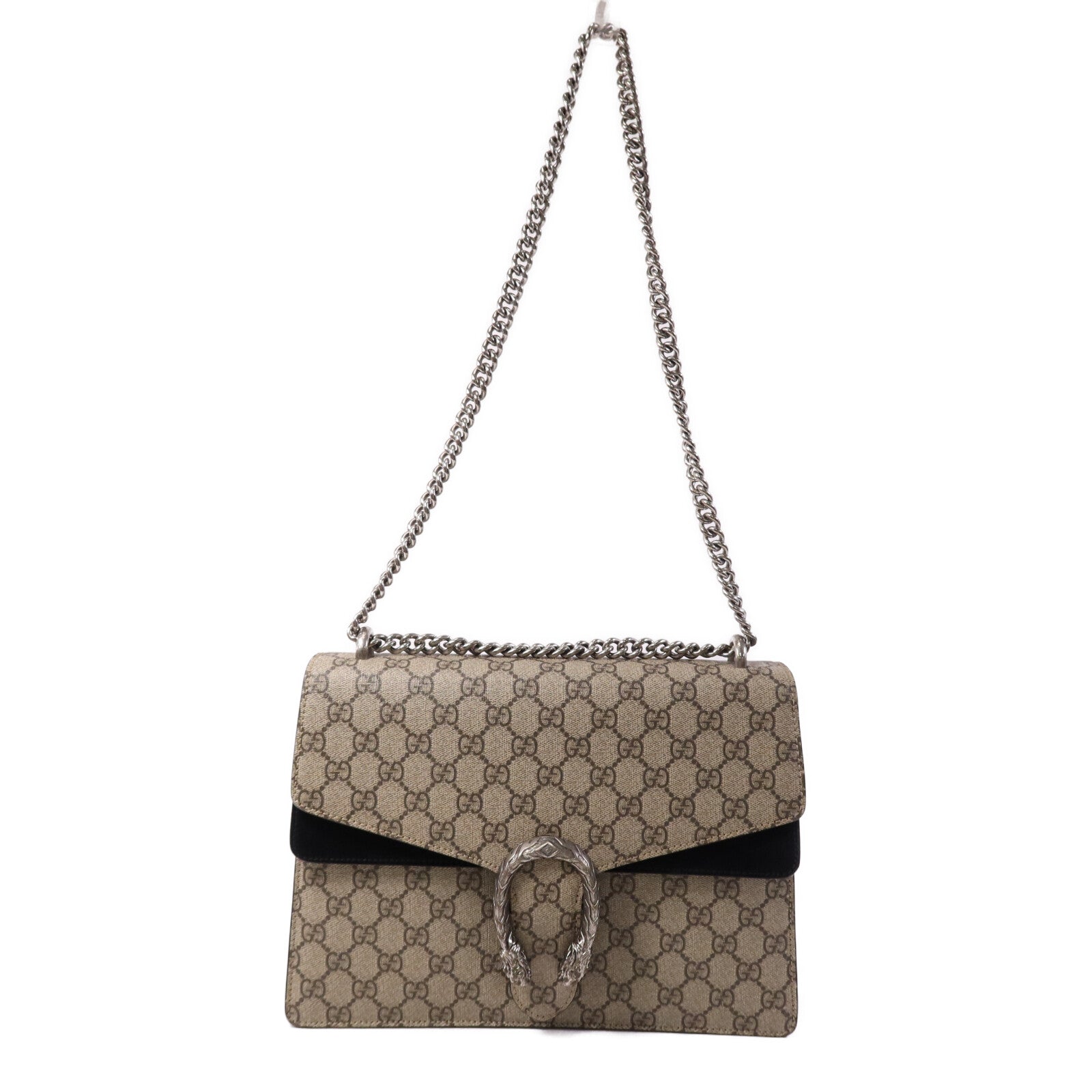 GUCCI 塗層帆布Dionysus Medium銀扣肩背袋