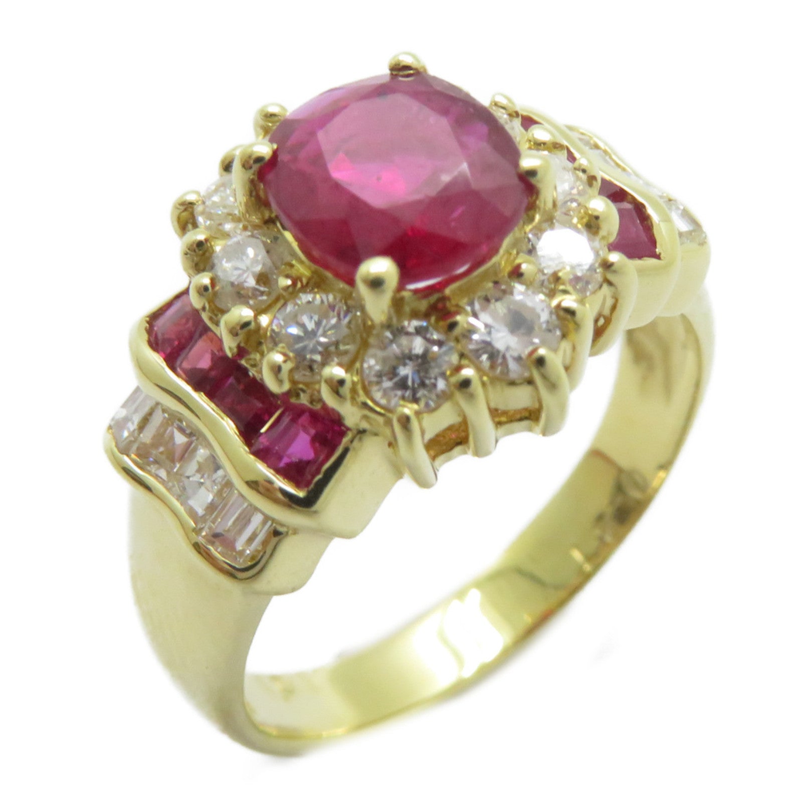 JEWELRY 18K黃金Ruby Ring 1.01ct紅寶石/0.81ct鑚石戒指US#6.5
