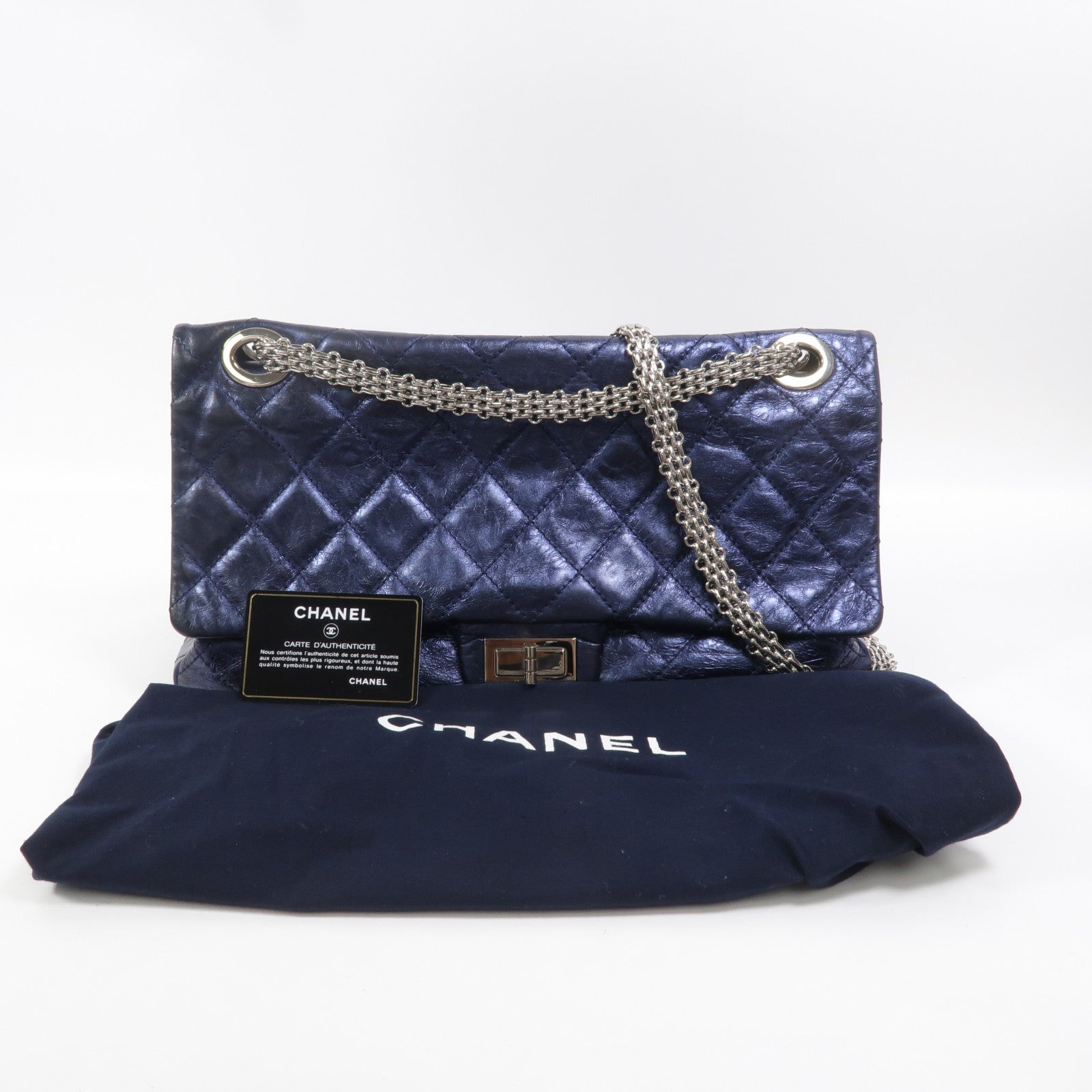 CHANEL 牛皮皮革2.55 Maxi鏈帶肩背袋