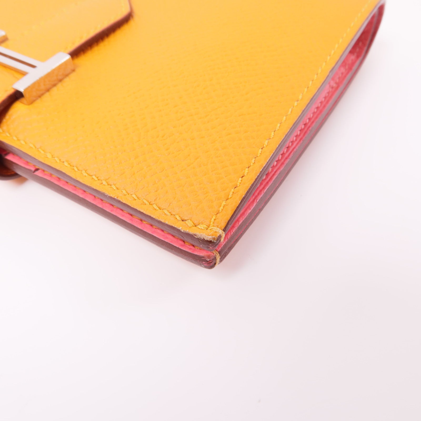 HERMES PHW Bearn Wallet Epsom Leather Orange