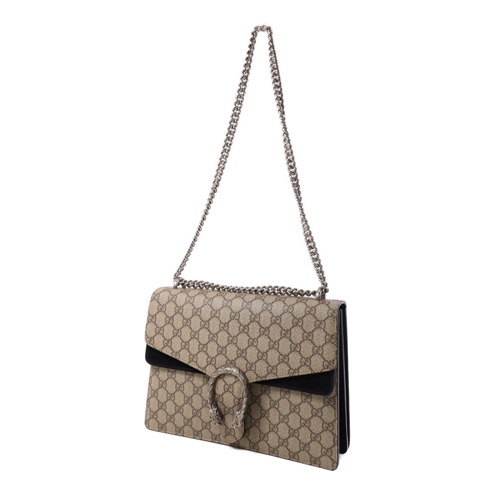 GUCCI 塗層帆布Dionysus Medium銀扣肩背袋