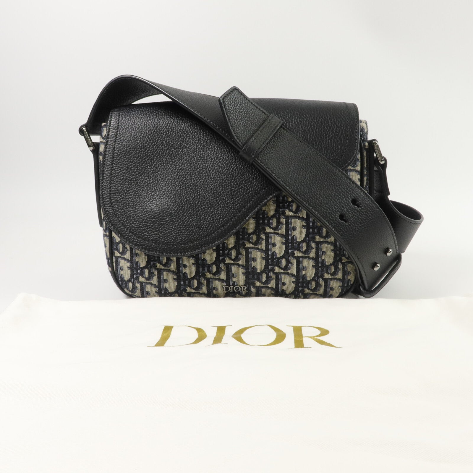 Dior 帆布/皮革Mini Saddle Messenger肩背袋