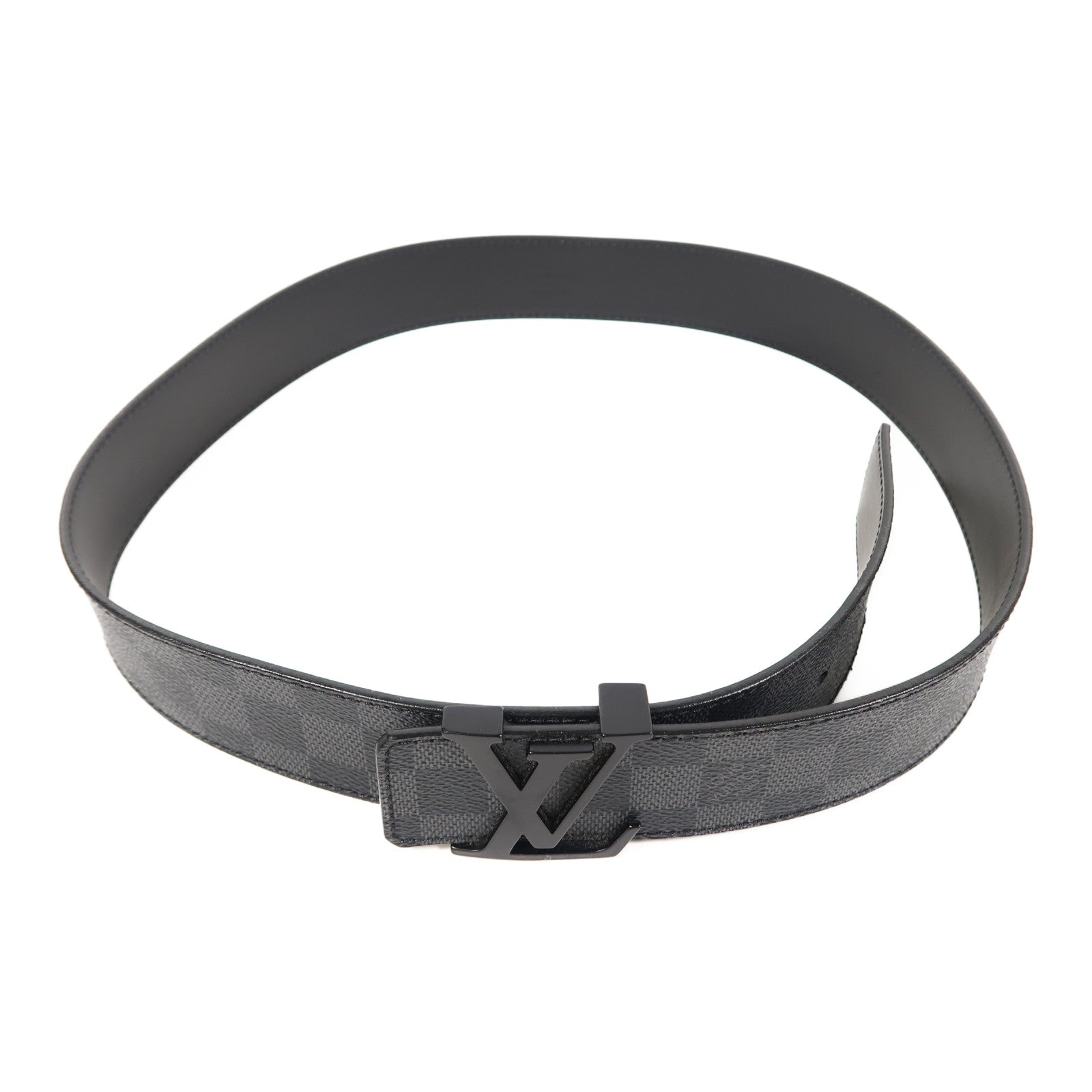 LOUIS VUITTON Damier Graphite Belt 90cm皮帶黑色/灰色