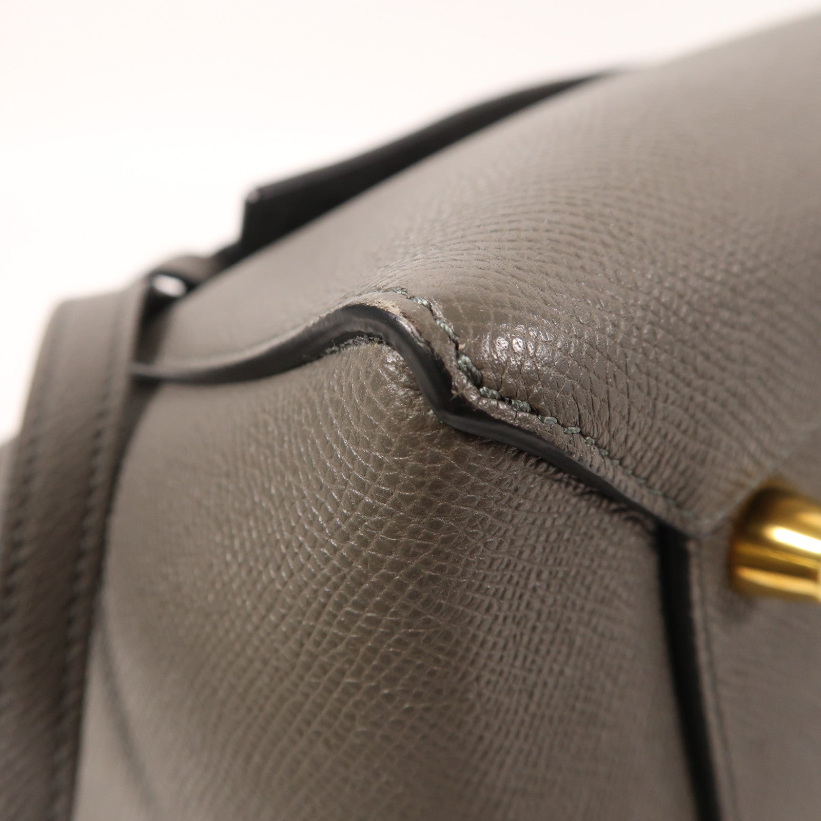 CELINE GHW Belt Bag 2 Way Shoulder Bag Handbag FAT1221 Calfskin Leather Gray