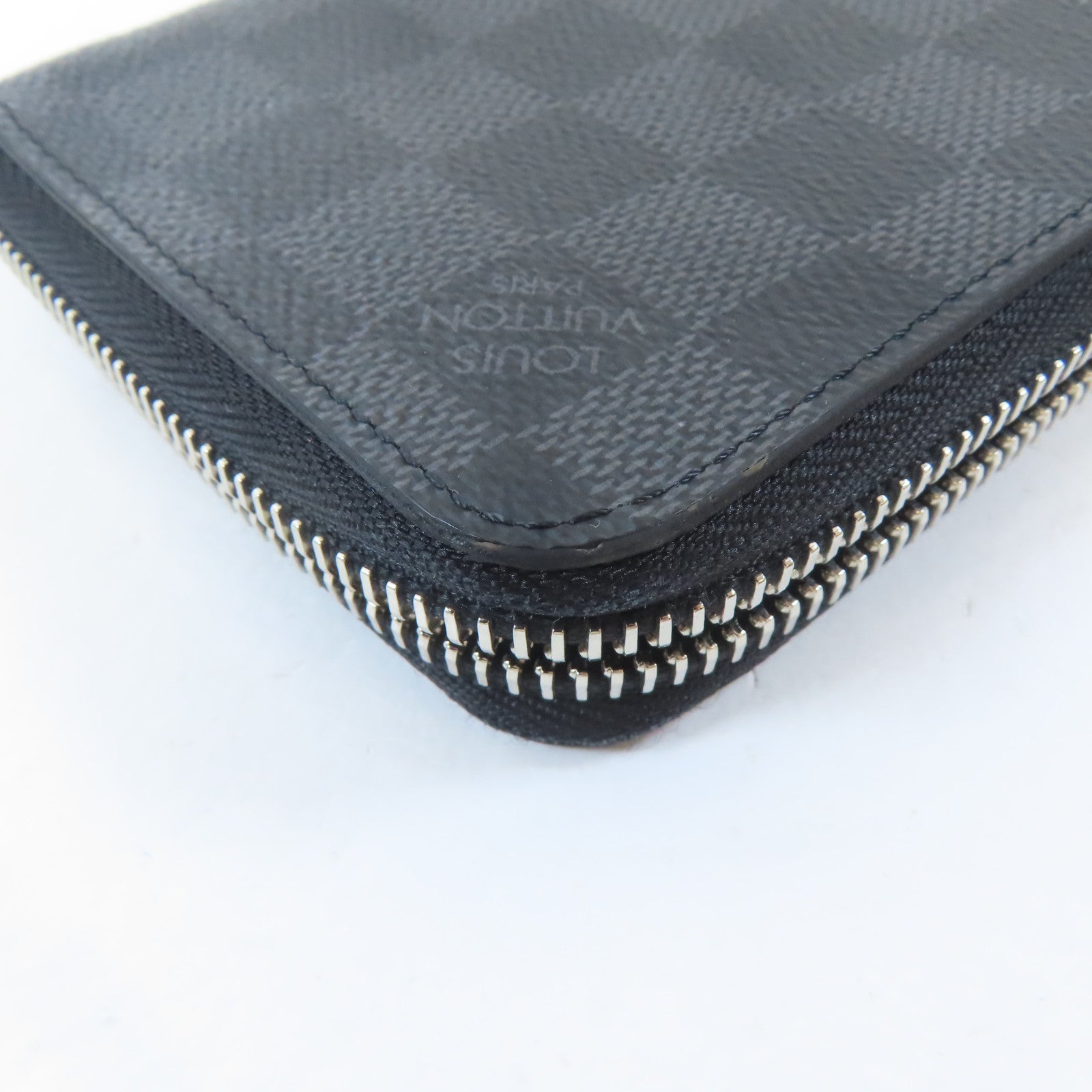 LOUIS VUITTON Damier Graphite Zippy Wallet Vertical銀扣長錢包黑色