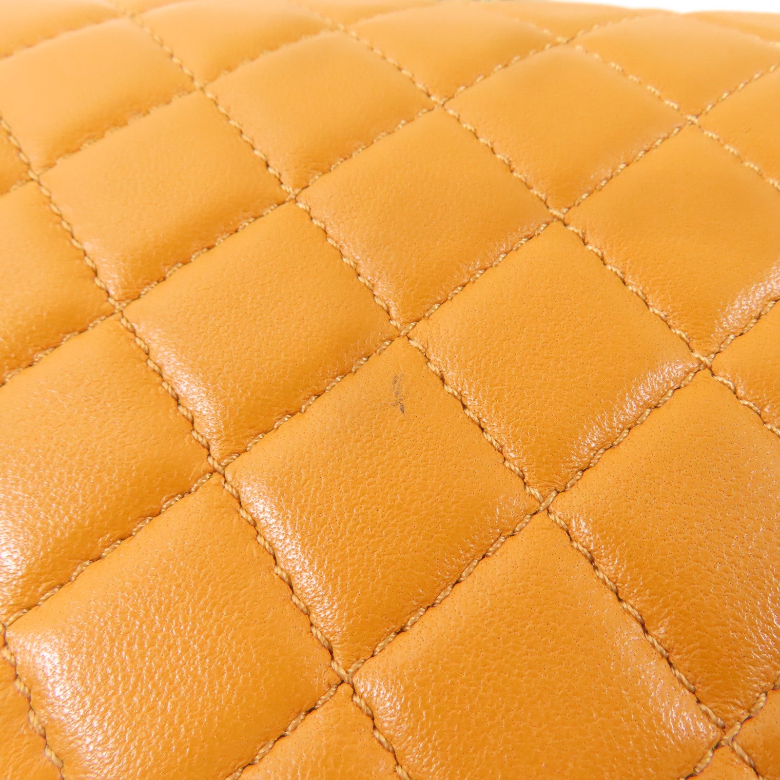 CHANEL 羊皮皮革Boy 25金扣鏈帶肩背袋橙色