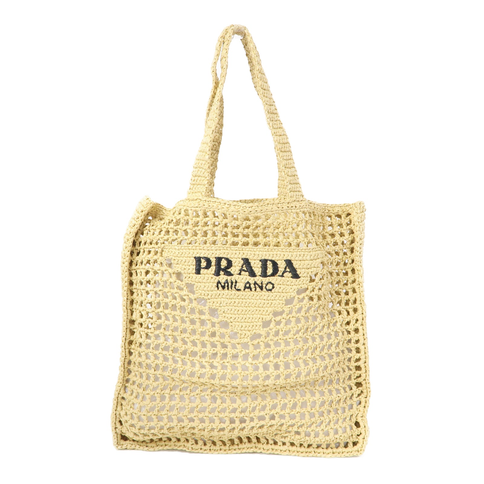 PRADA 酒椰Raffia Tote Bag肩背袋米色