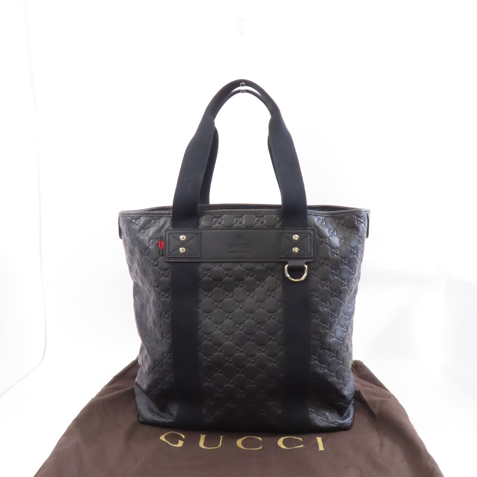 GUCCI 【激減優惠】牛皮皮革Shoulder Tote銀扣肩背袋/手挽袋黑色