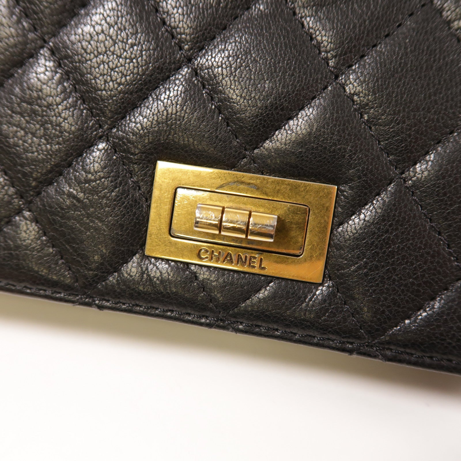 CHANEL CC GHW 2.55 Shoulder Bag 2Way Chain Calfskin Leather Black