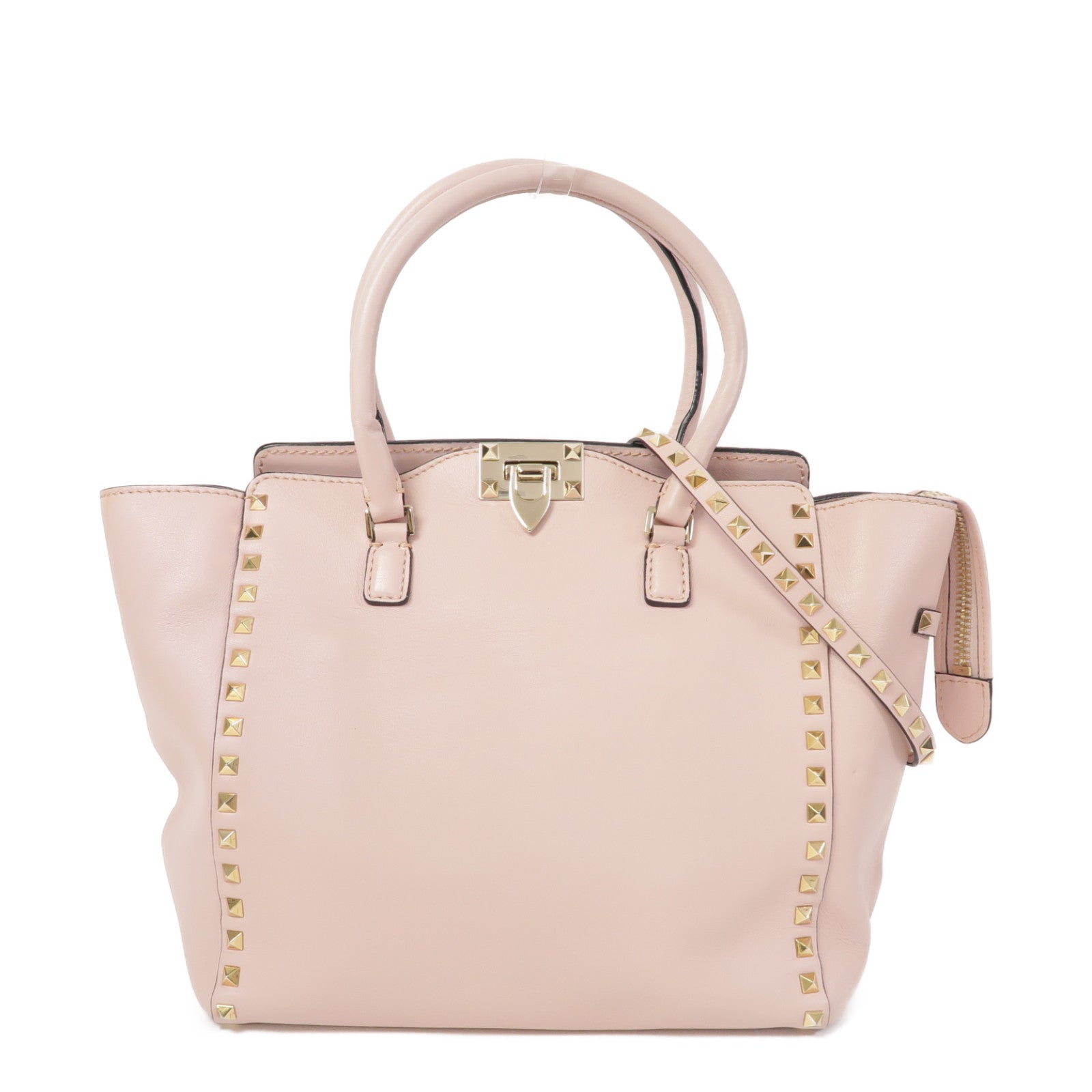 Valentino (PRICE DOWN) GHW 2 Way Shoulder Bag Calfskin Leather Pink