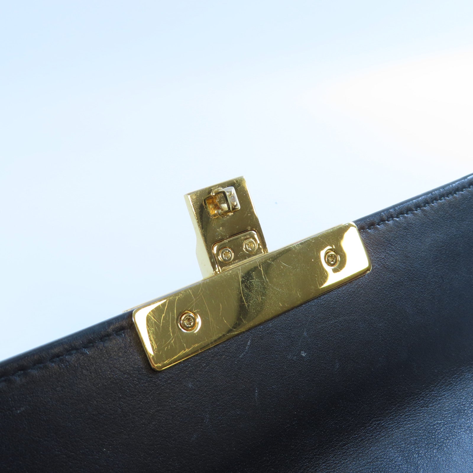 GUCCI 塗層帆布/牛皮皮革Padlock GG Chain Shoulder Bag金扣鏈帶肩背袋啡色/黑色