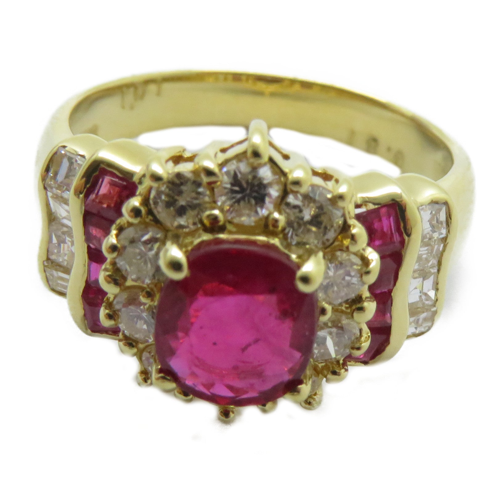 JEWELRY 18K黃金Ruby Ring 1.01ct紅寶石/0.81ct鑚石戒指US#6.5