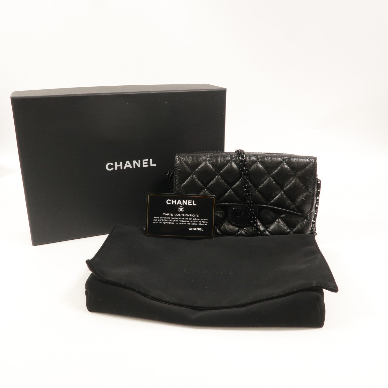 CHANEL 牛皮皮革2.55 Phone Bag鏈帶肩背袋