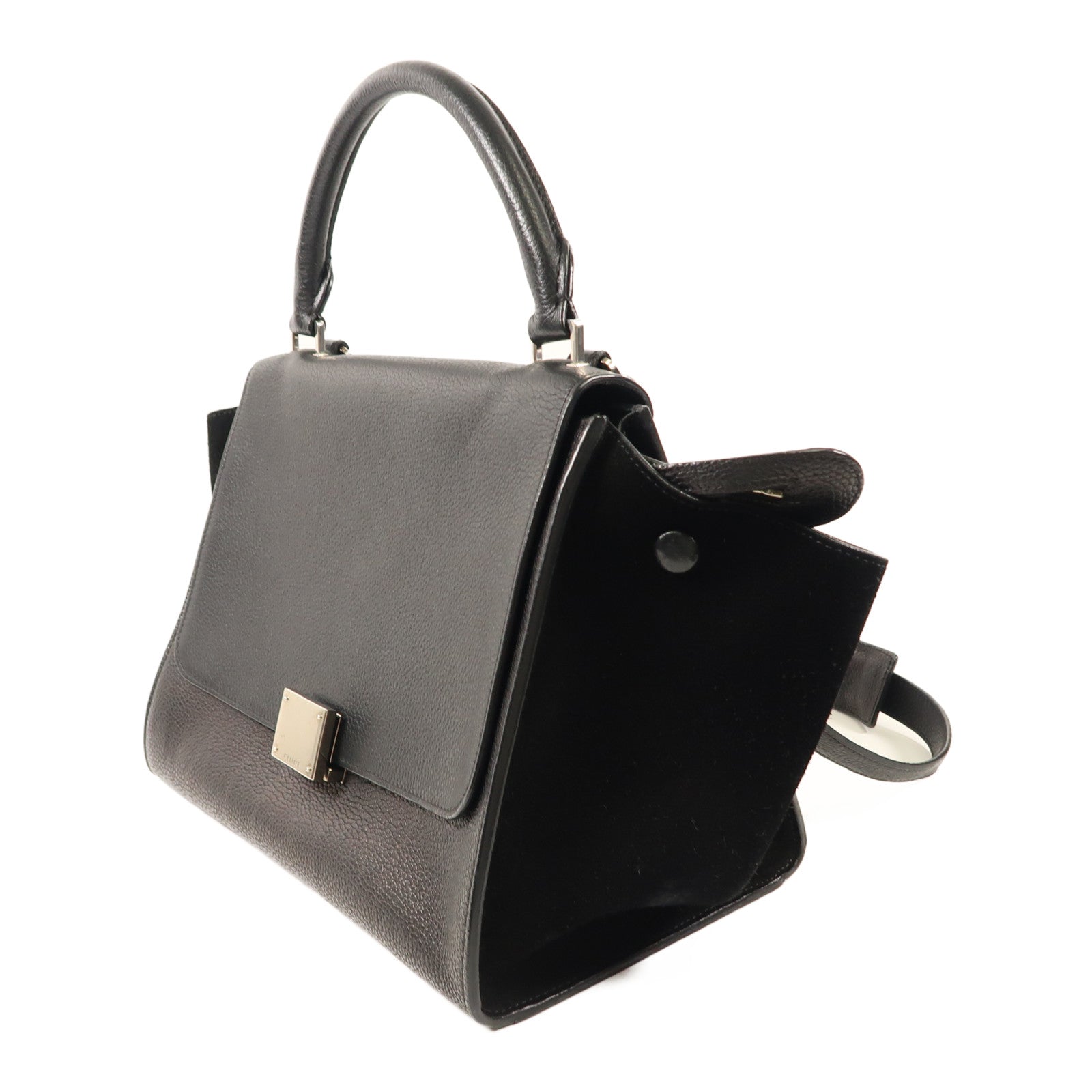 CELINE 牛皮皮革Trapeze銀扣手挽肩背兩用袋