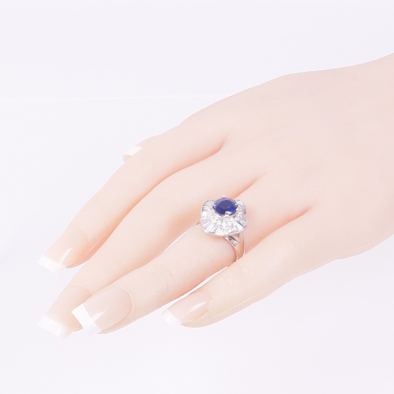 JEWELRY PT900鉑金Sapphire Diamond Ring藍寶石/鑽石戒指US#6