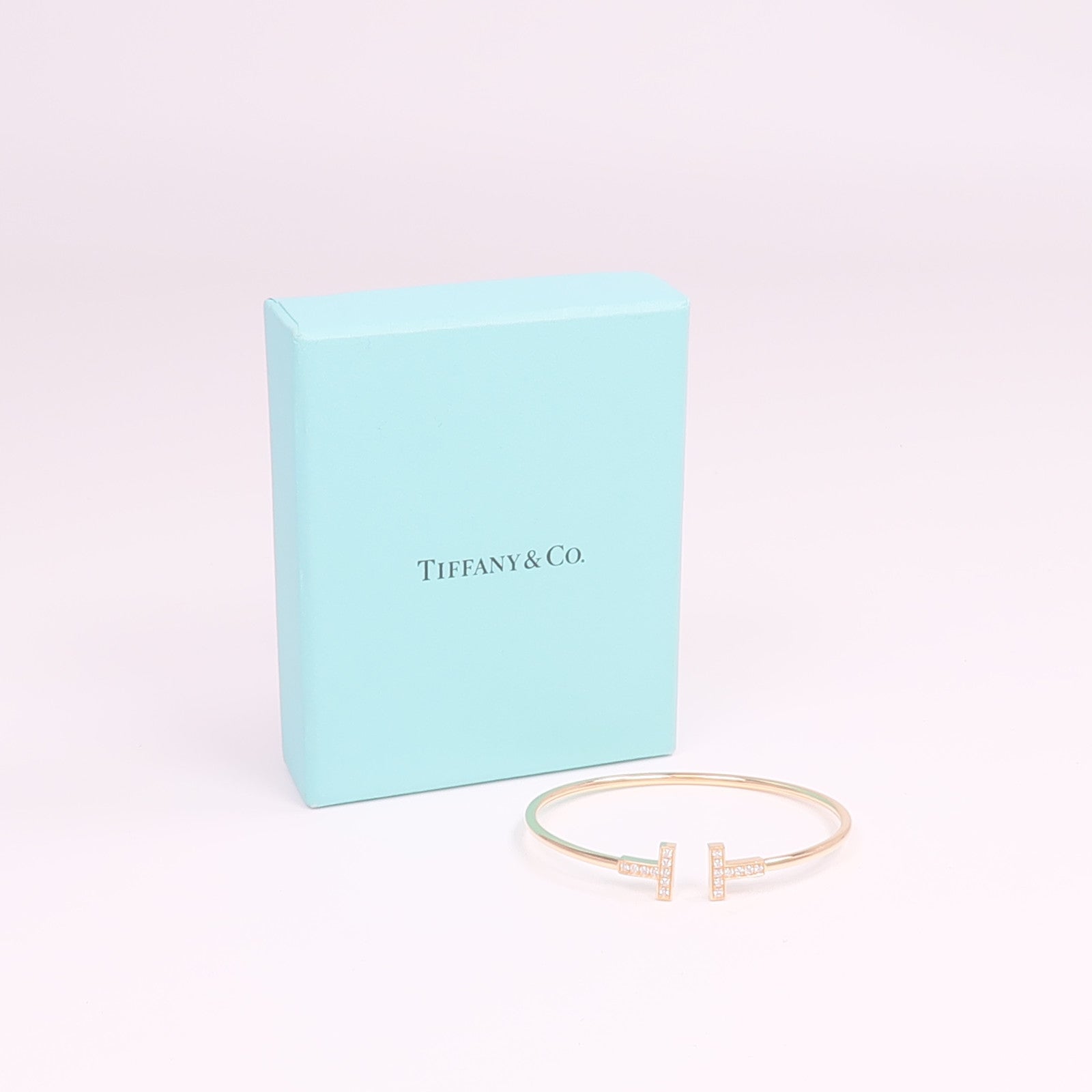 TIFFANY＆CO 18K玫瑰金T Wire Bracelet鑽石手鐲