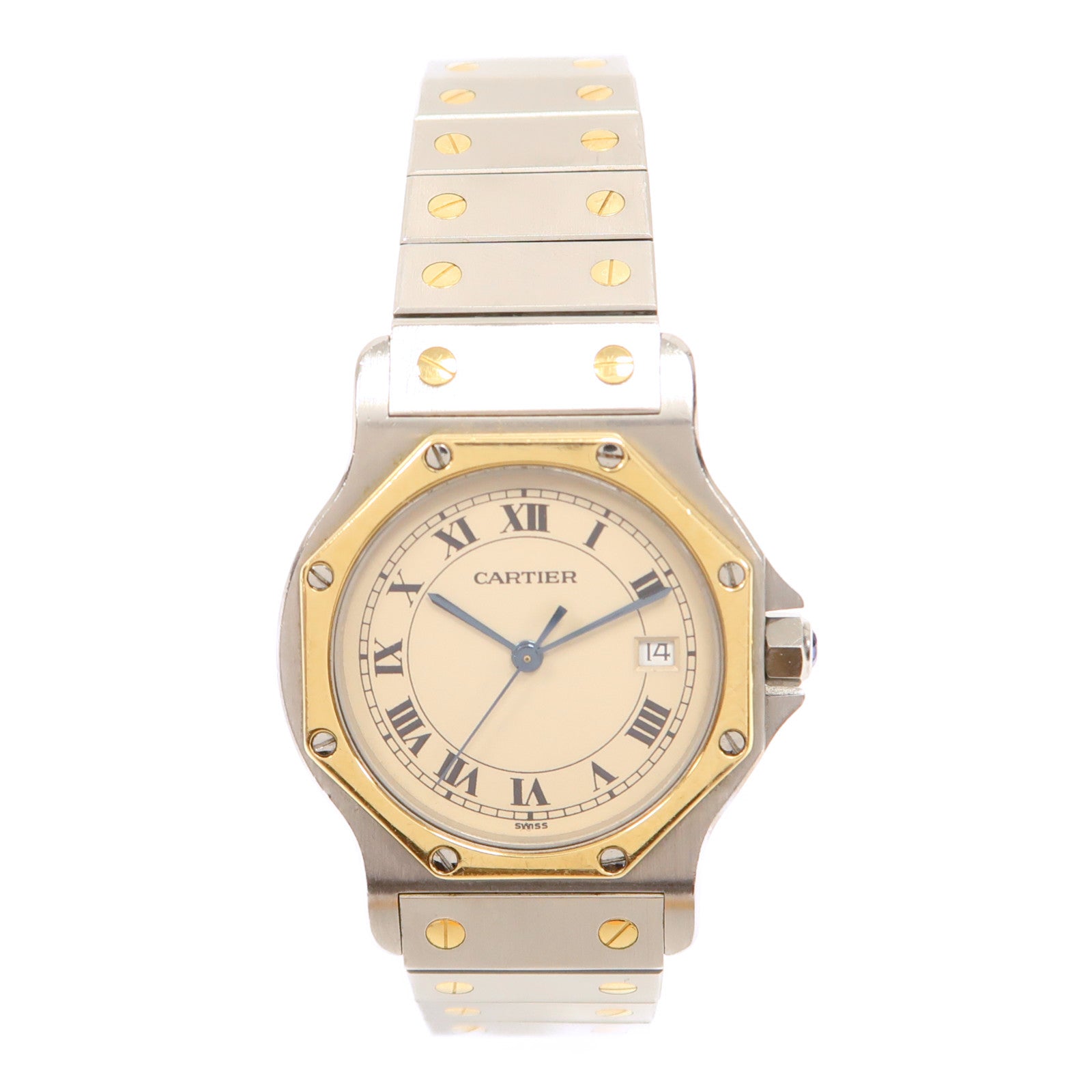 CARTIER Santos Octagon不鏽鋼手錶石英機芯米色