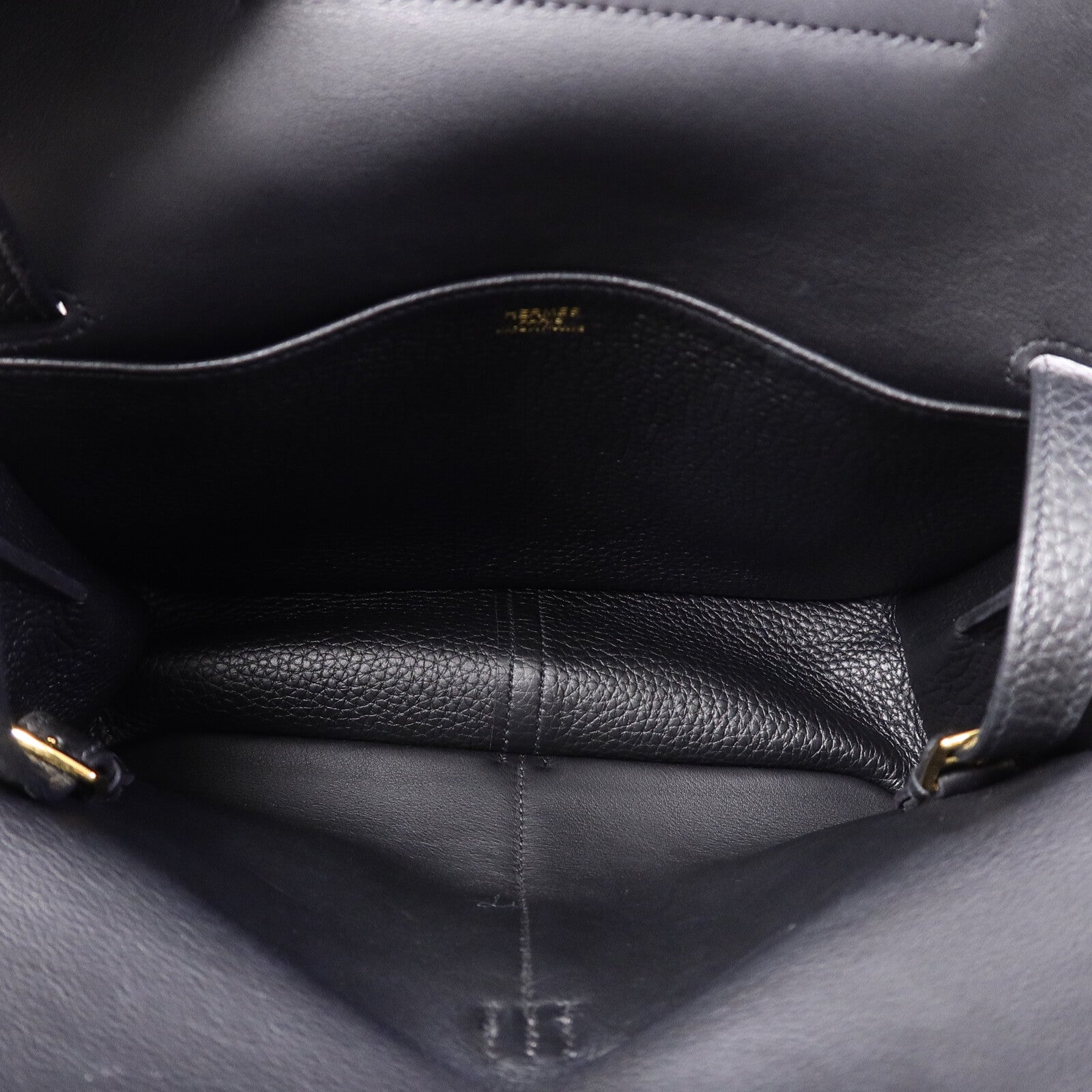 HERMES Clemence皮革Halzan 25手挽肩背兩用袋Noir