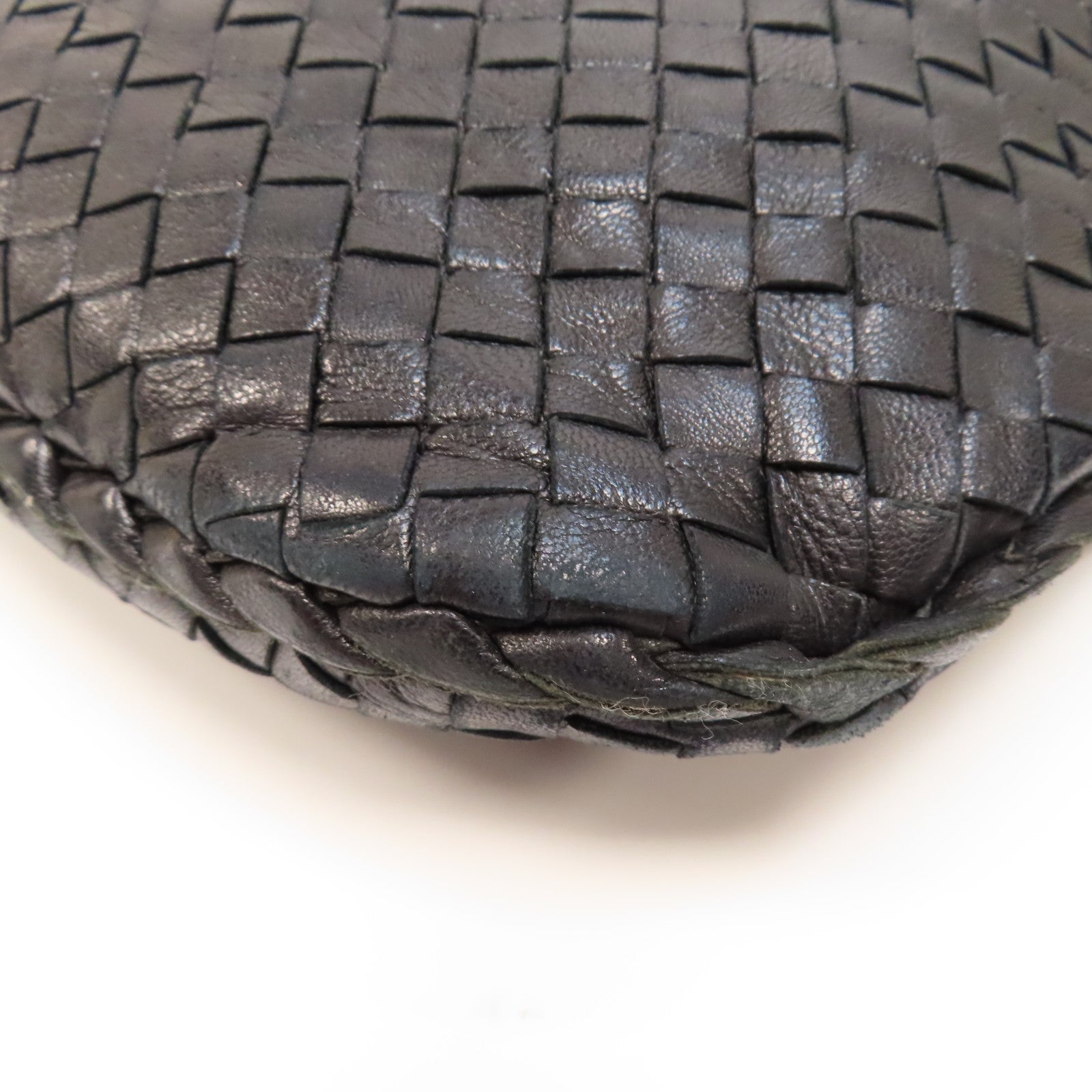 BOTTEGA VENETA 織紋牛皮皮革Hobo Bag金扣肩背袋黑色