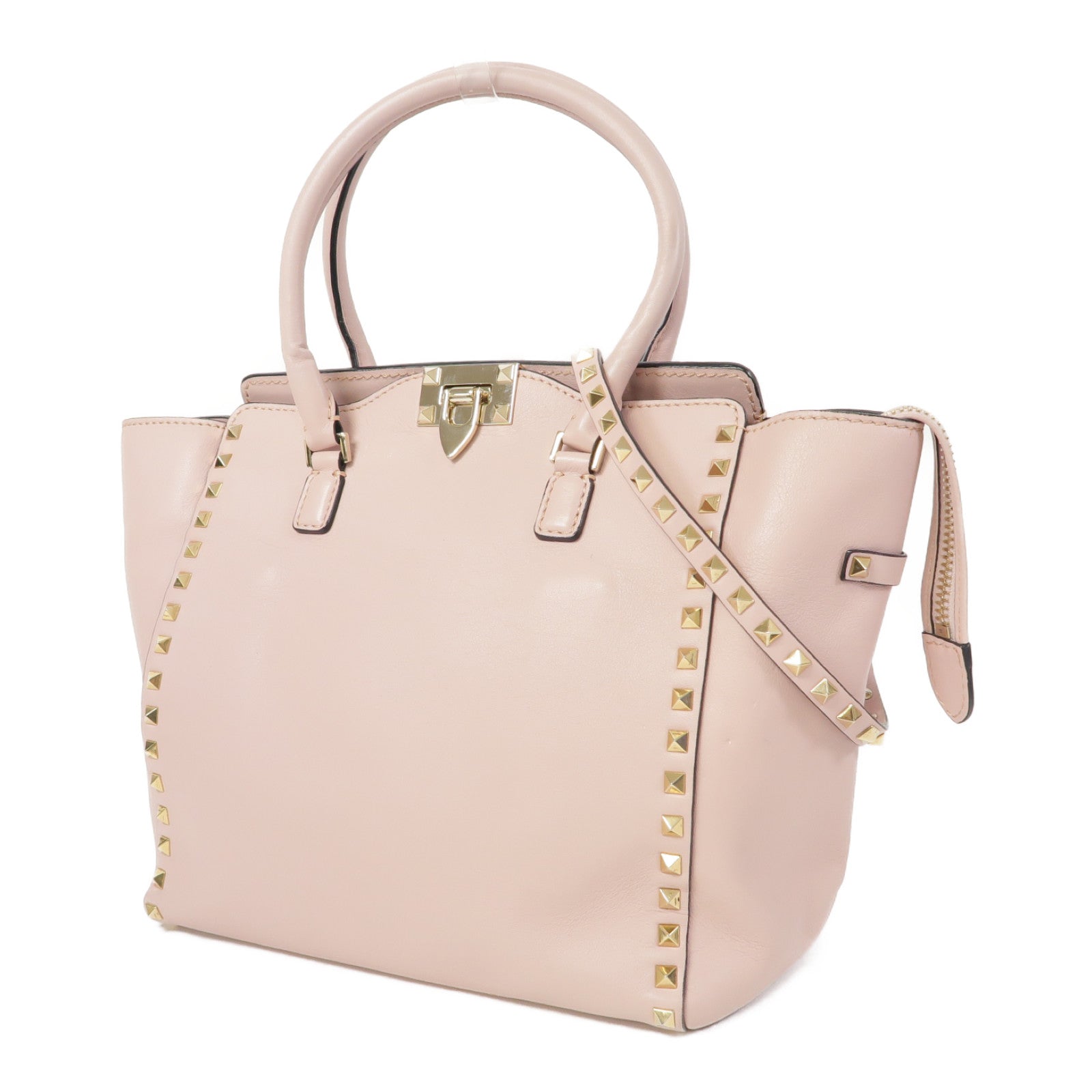 Valentino (PRICE DOWN) GHW 2 Way Shoulder Bag Calfskin Leather Pink
