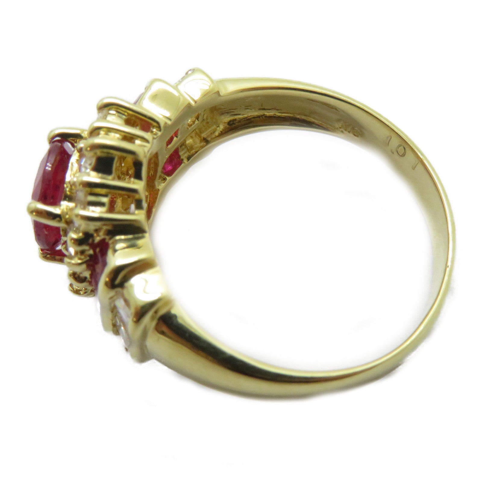 JEWELRY 18K黃金Ruby Ring 1.01ct紅寶石/0.81ct鑚石戒指US#6.5