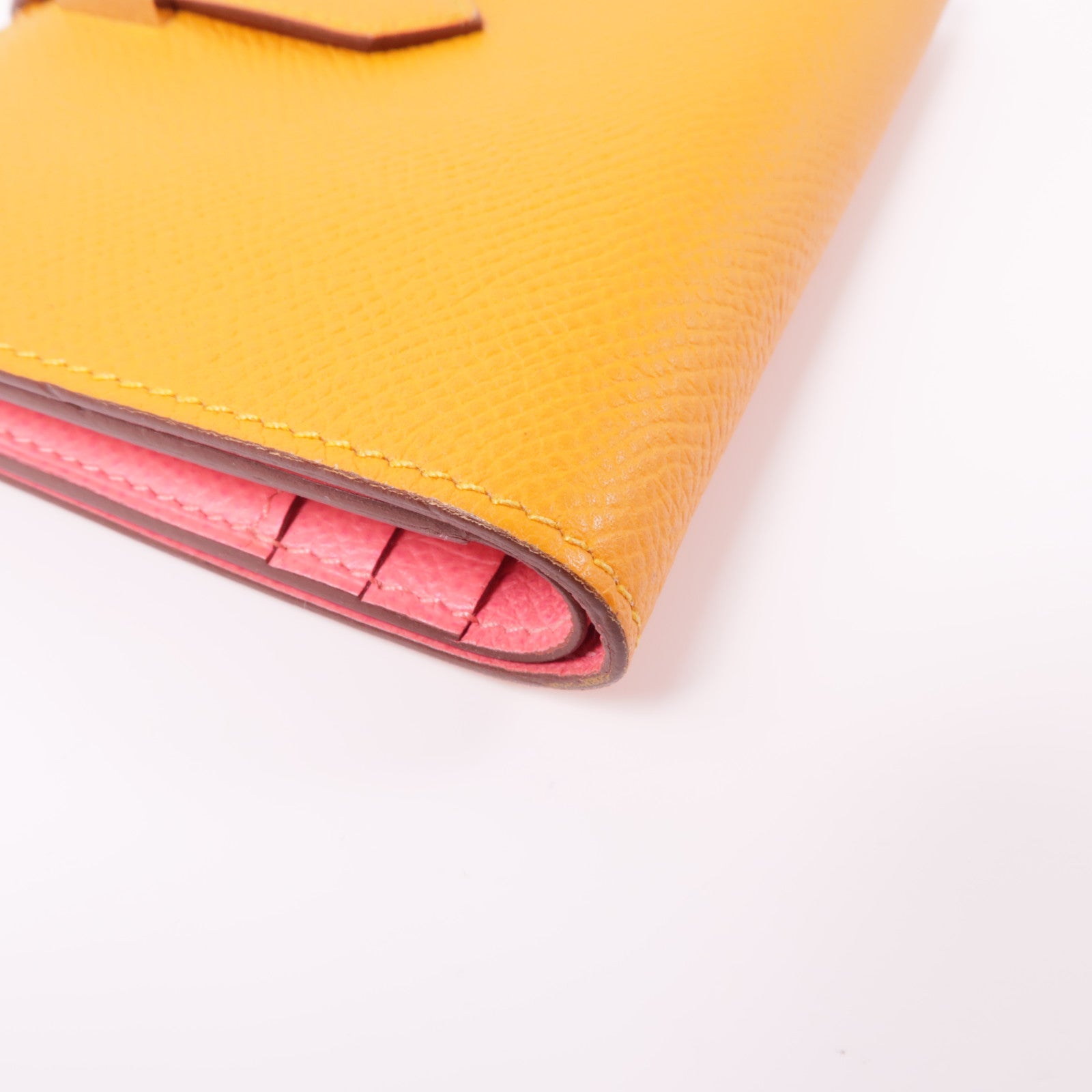 HERMES PHW Bearn Wallet Epsom Leather Orange
