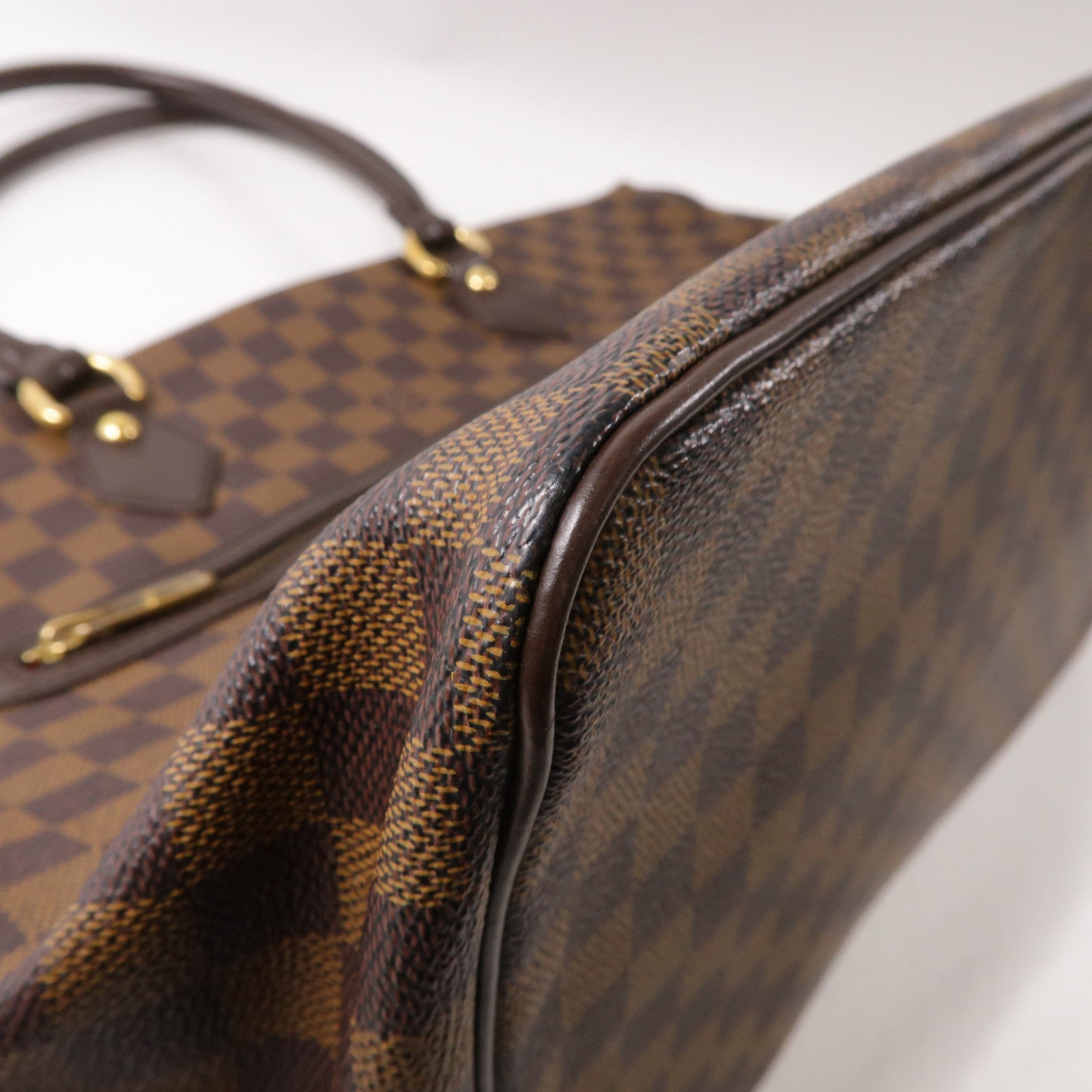 LOUIS VUITTON Damier Saleya GM金扣手挽袋啡色