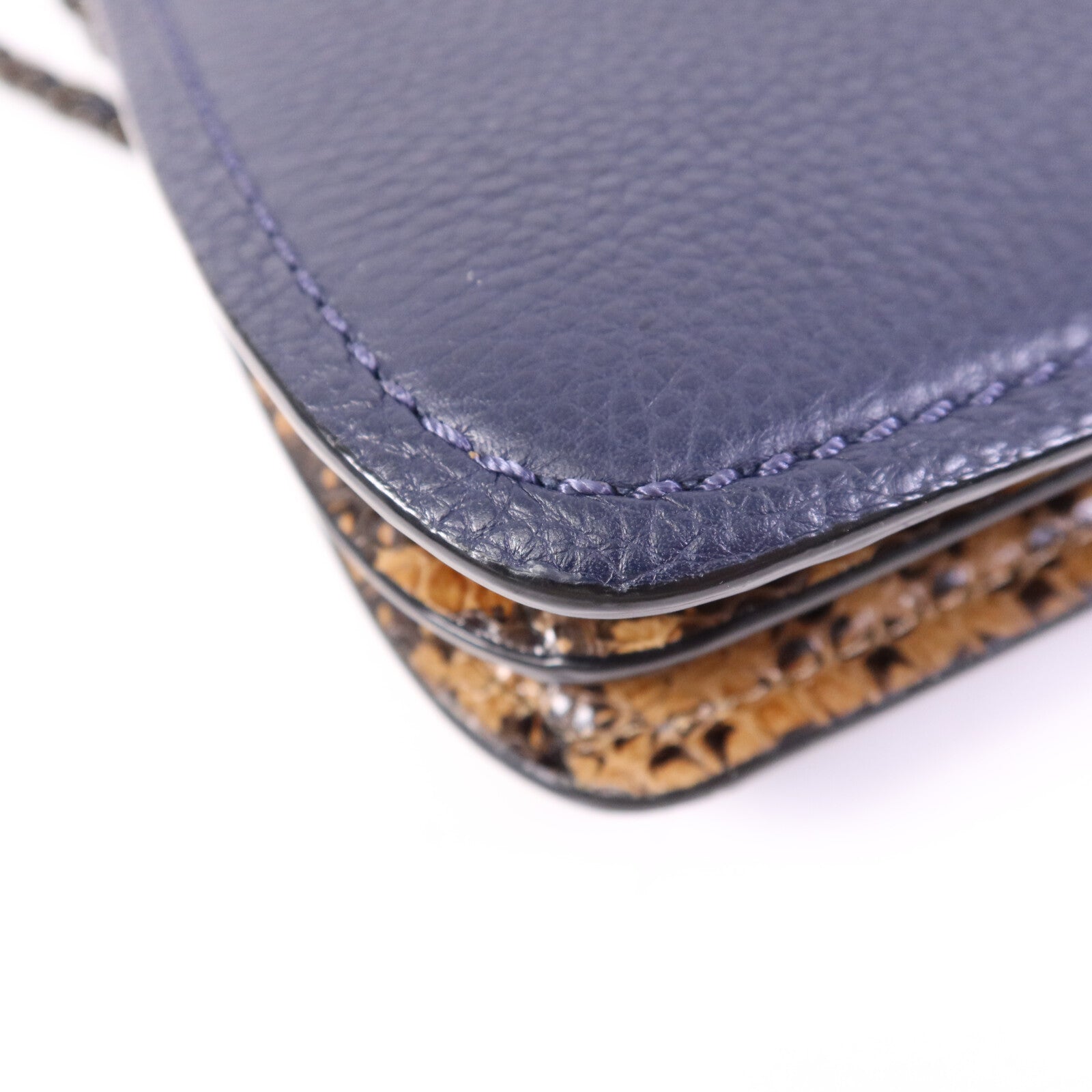 COACH 牛皮/蛇皮皮革Troupe鏈帶肩背袋