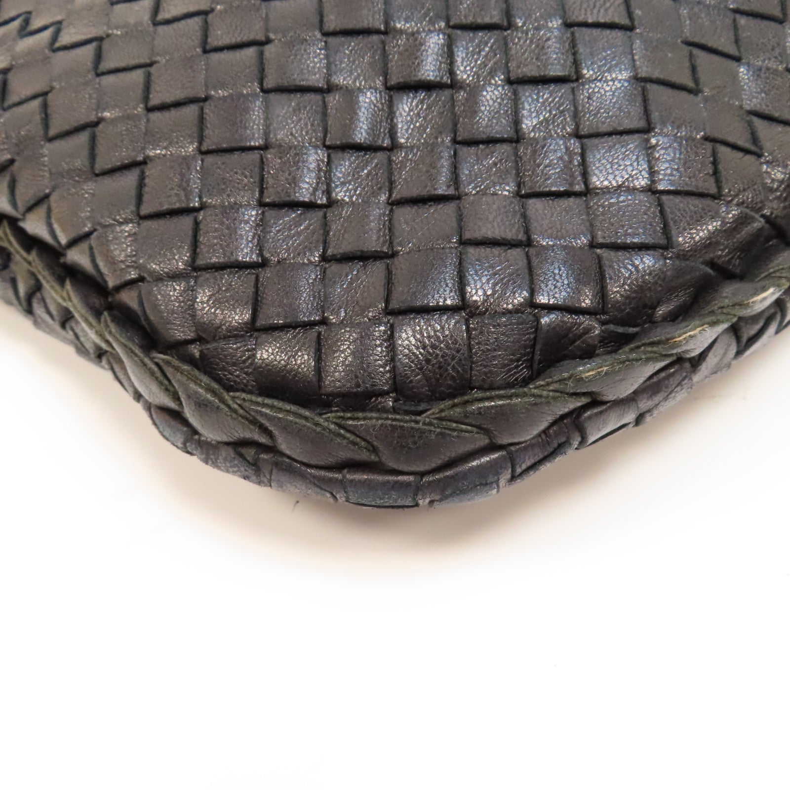 BOTTEGA VENETA 織紋牛皮皮革Hobo Bag金扣肩背袋黑色