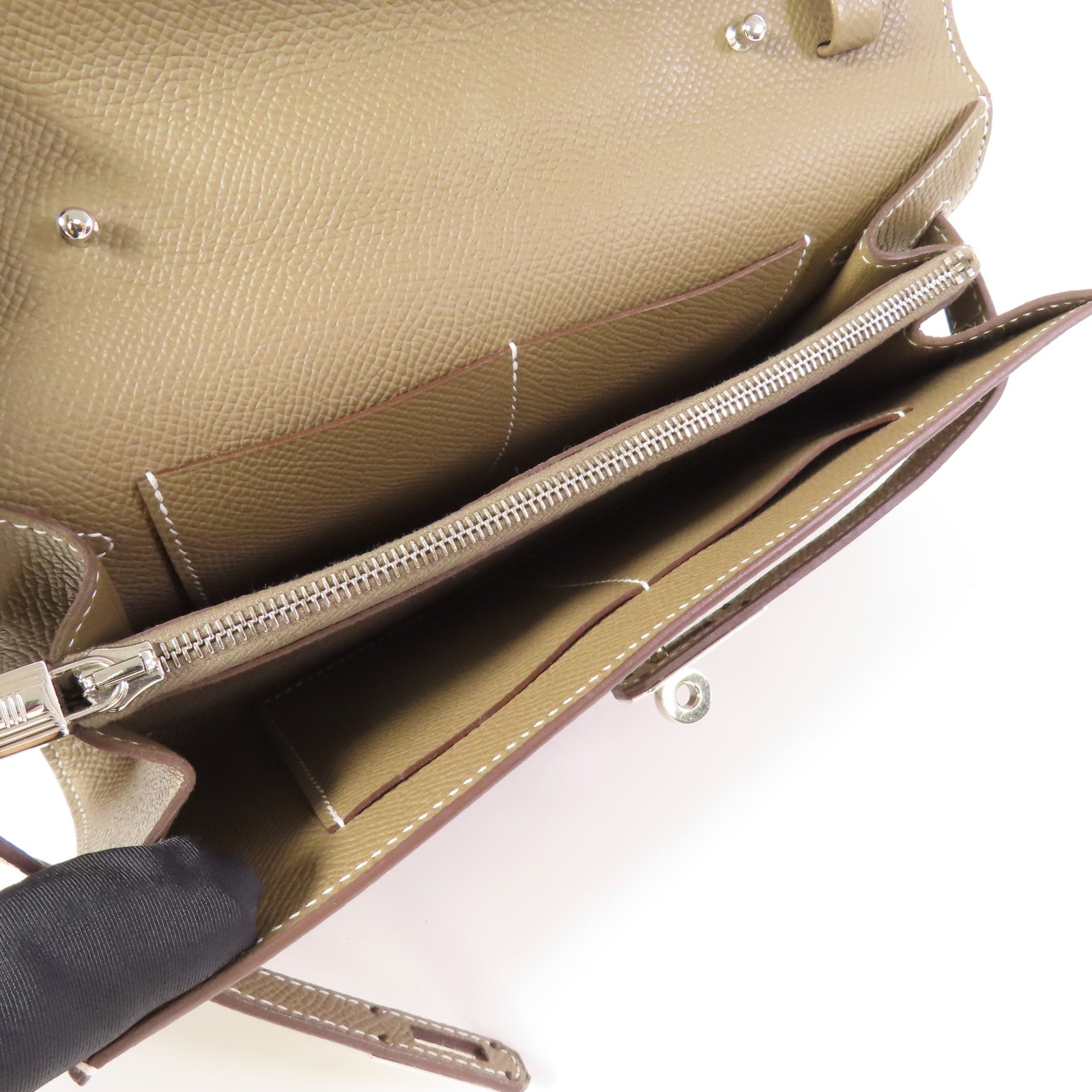 HERMES PHW Kelly To Go Shoulder Bag Epsom Leather Etoupe