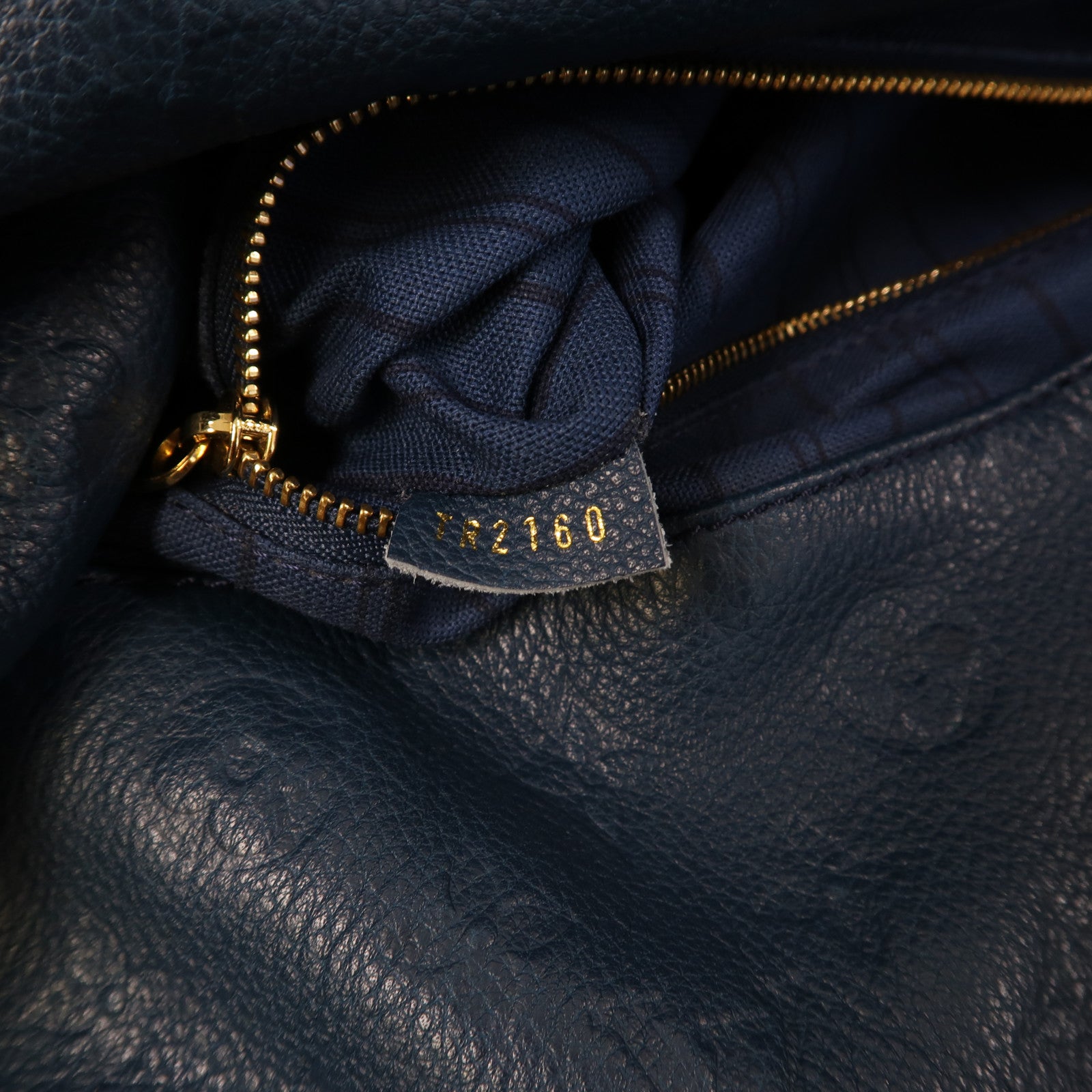 LOUIS VUITTON Monogram Empreinte Artsy MM金扣手挽袋藍色