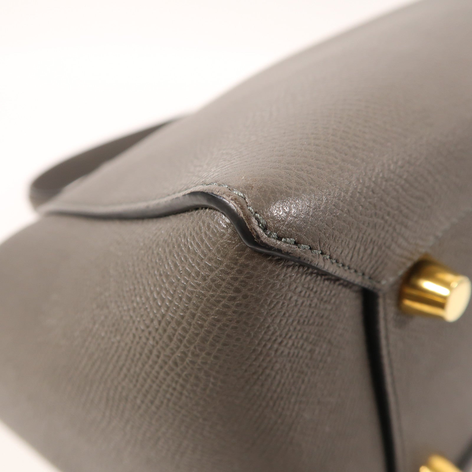 CELINE GHW Belt Bag 2 Way Shoulder Bag Handbag FAT1221 Calfskin Leather Gray