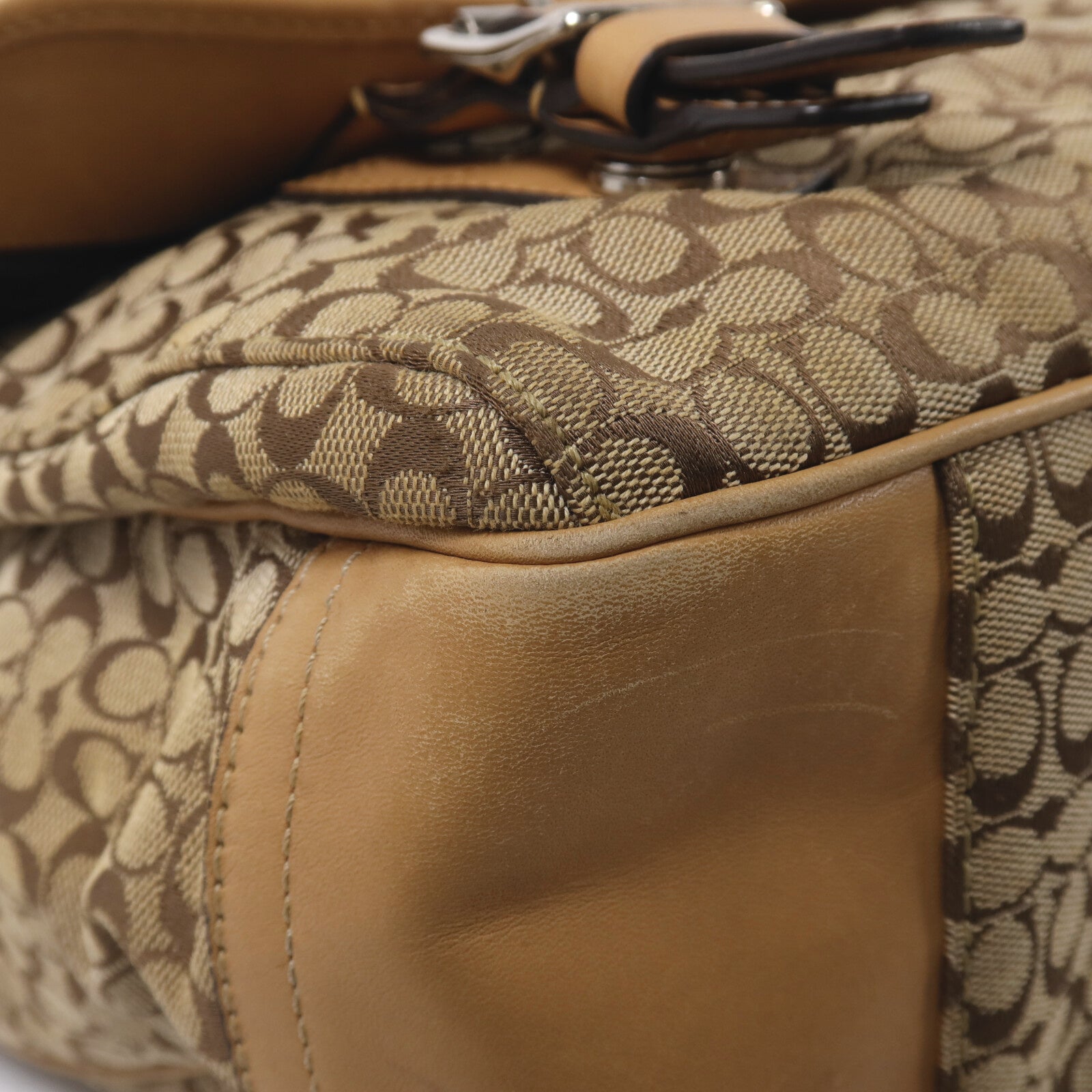 COACH 帆布Shoulder Bag銀扣肩背袋