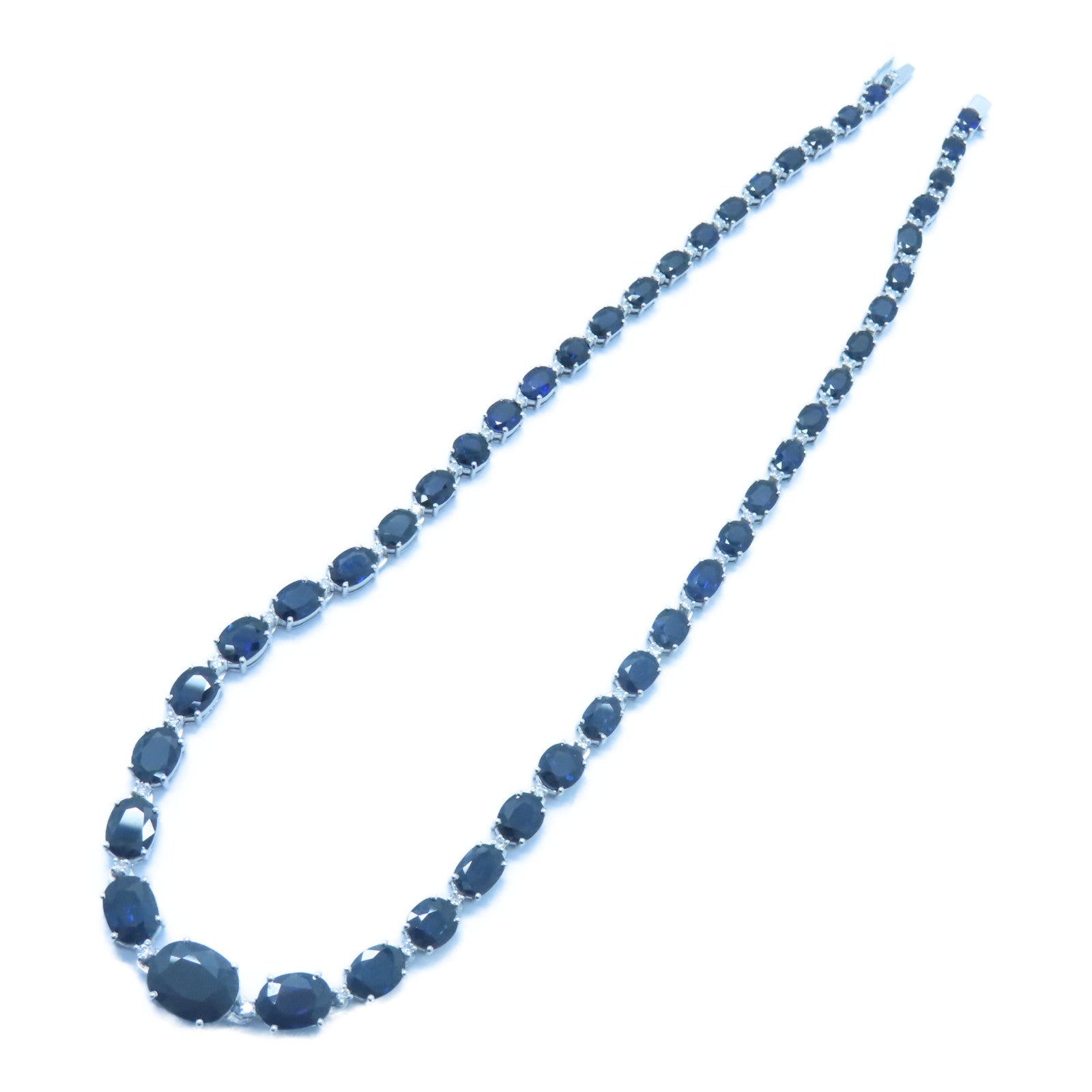 JEWELRY 18K白金Sapphire Diamond Necklace 45.15ct藍寶石/0.84ct鑚石項鍊
