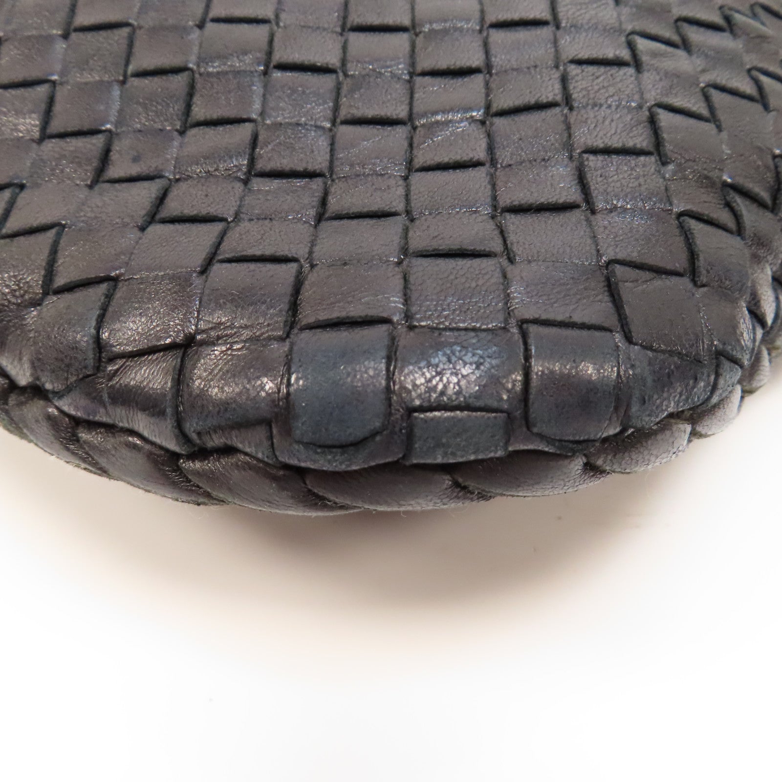 BOTTEGA VENETA 織紋牛皮皮革Hobo Bag金扣肩背袋黑色