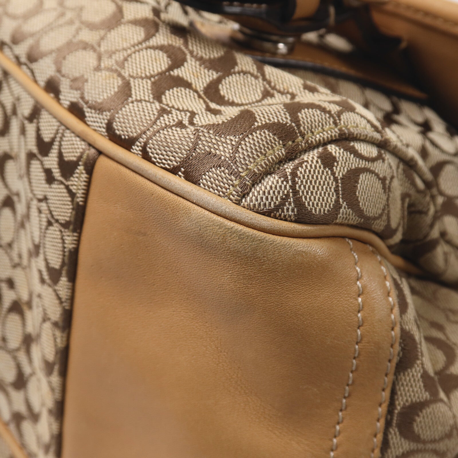 COACH 帆布Shoulder Bag銀扣肩背袋