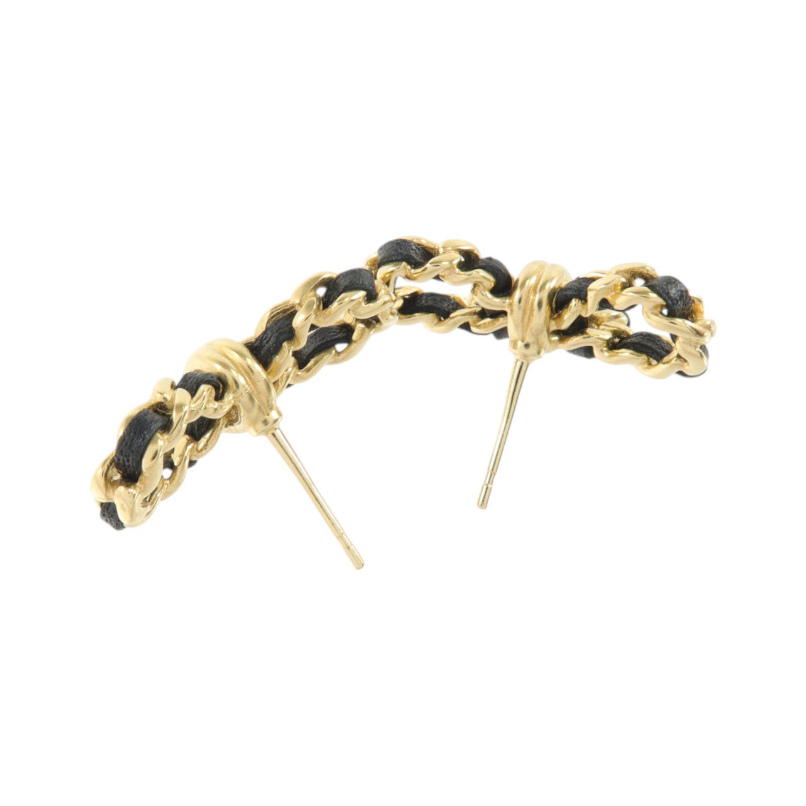 CHANEL 金屬/皮革Bow Earrings耳環