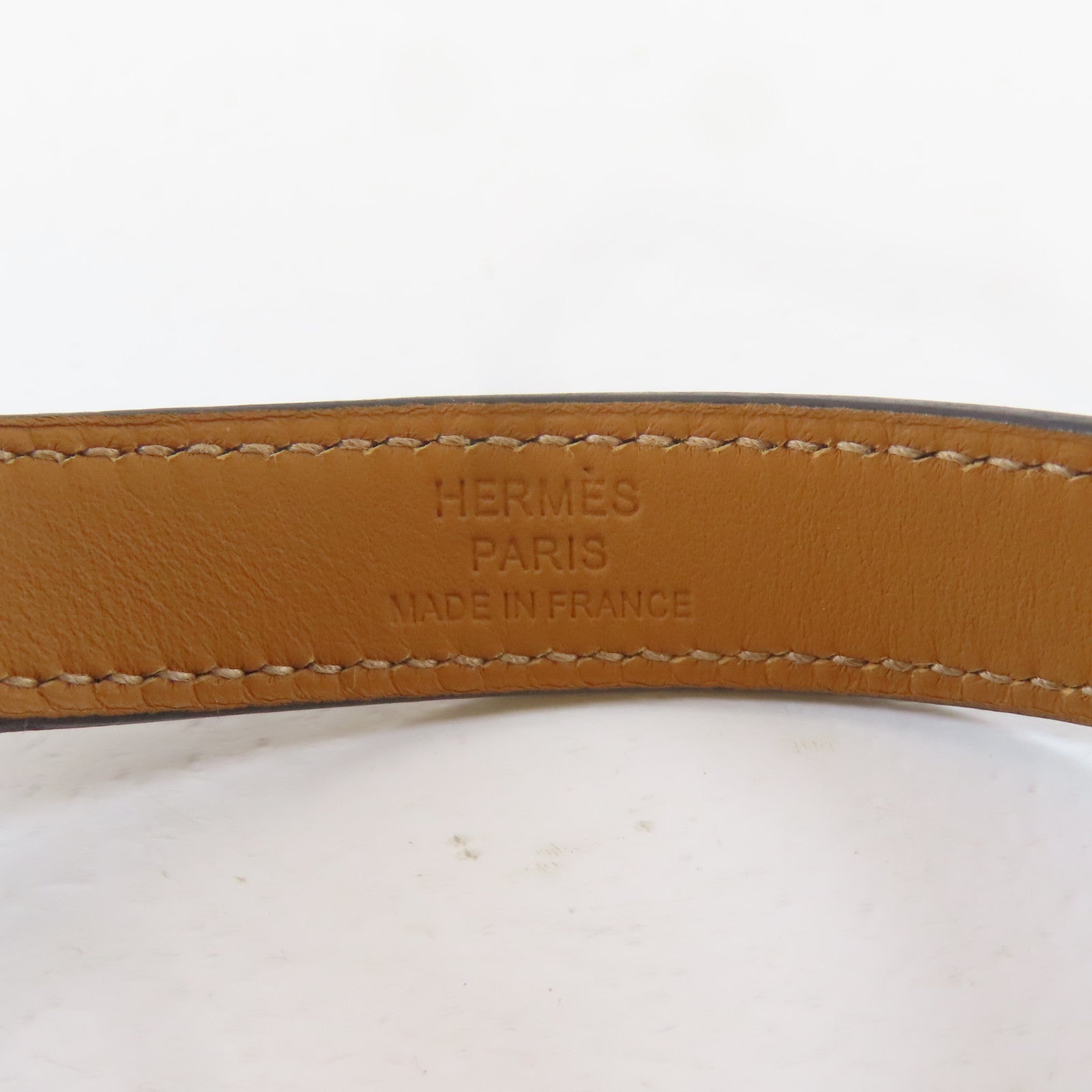 HERMES 【激減優惠】Swift皮革Drag Double Tour手鐲金色/黑色#13.5cm