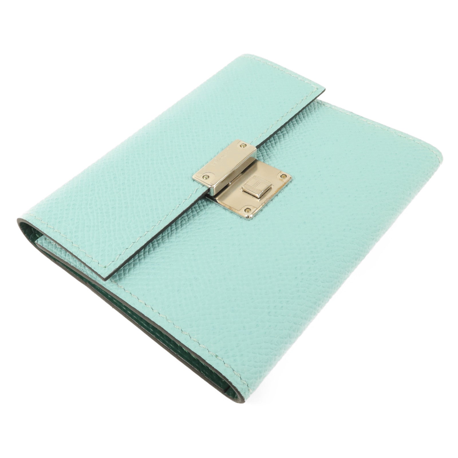 HERMES Epsom皮革Clic 12 Card Holder卡片套Bleu Atoll/Malachite