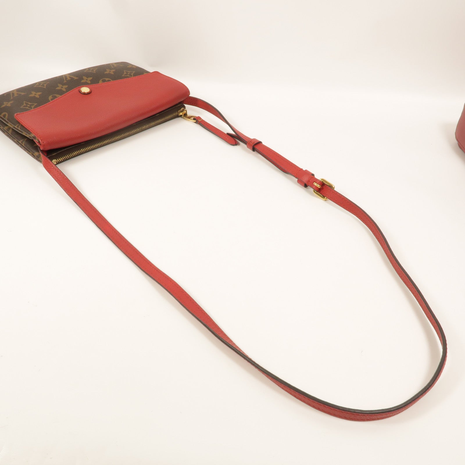 LOUIS VUITTON Monogram/牛皮皮革Twice肩背袋