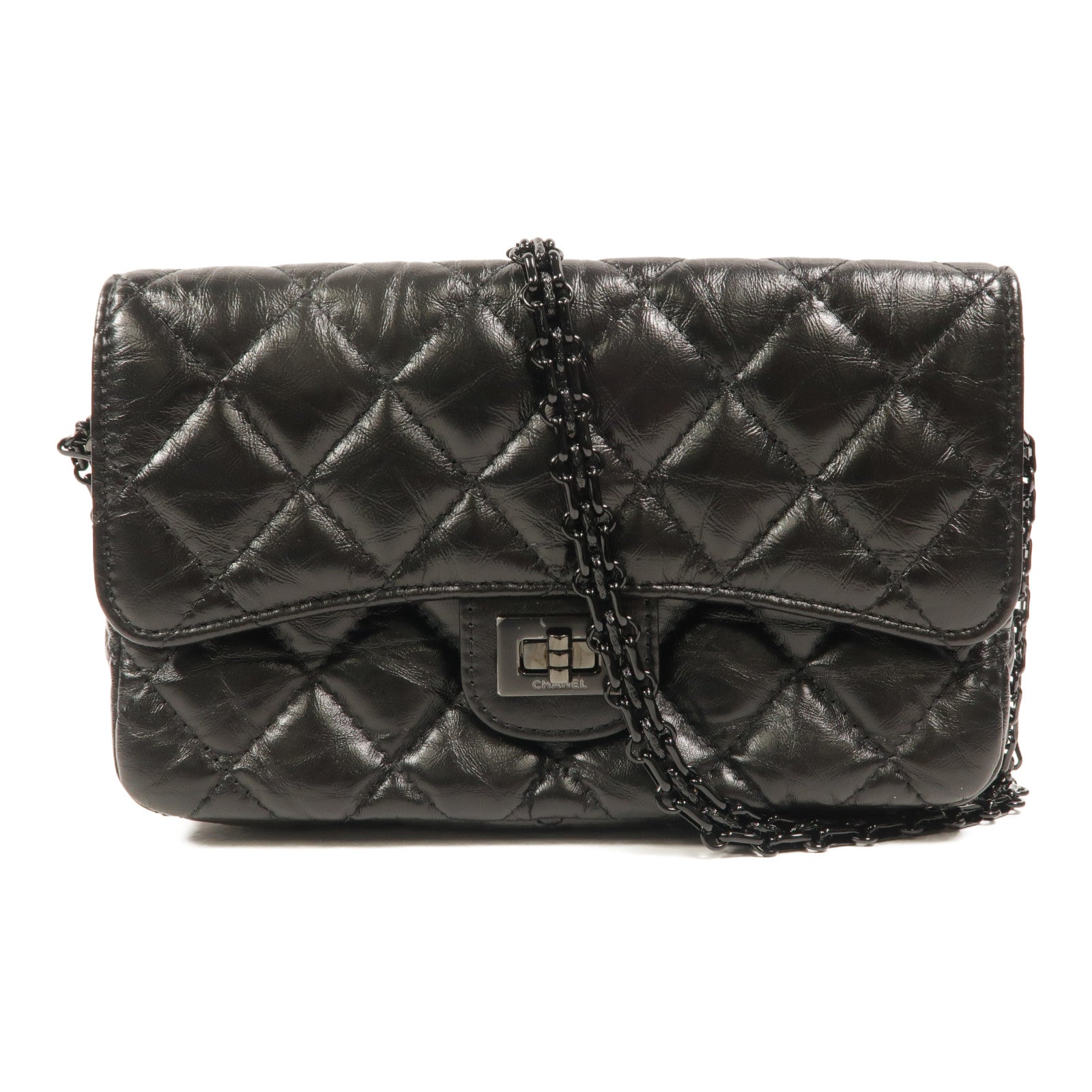 CHANEL 牛皮皮革2.55 Phone Bag鏈帶肩背袋