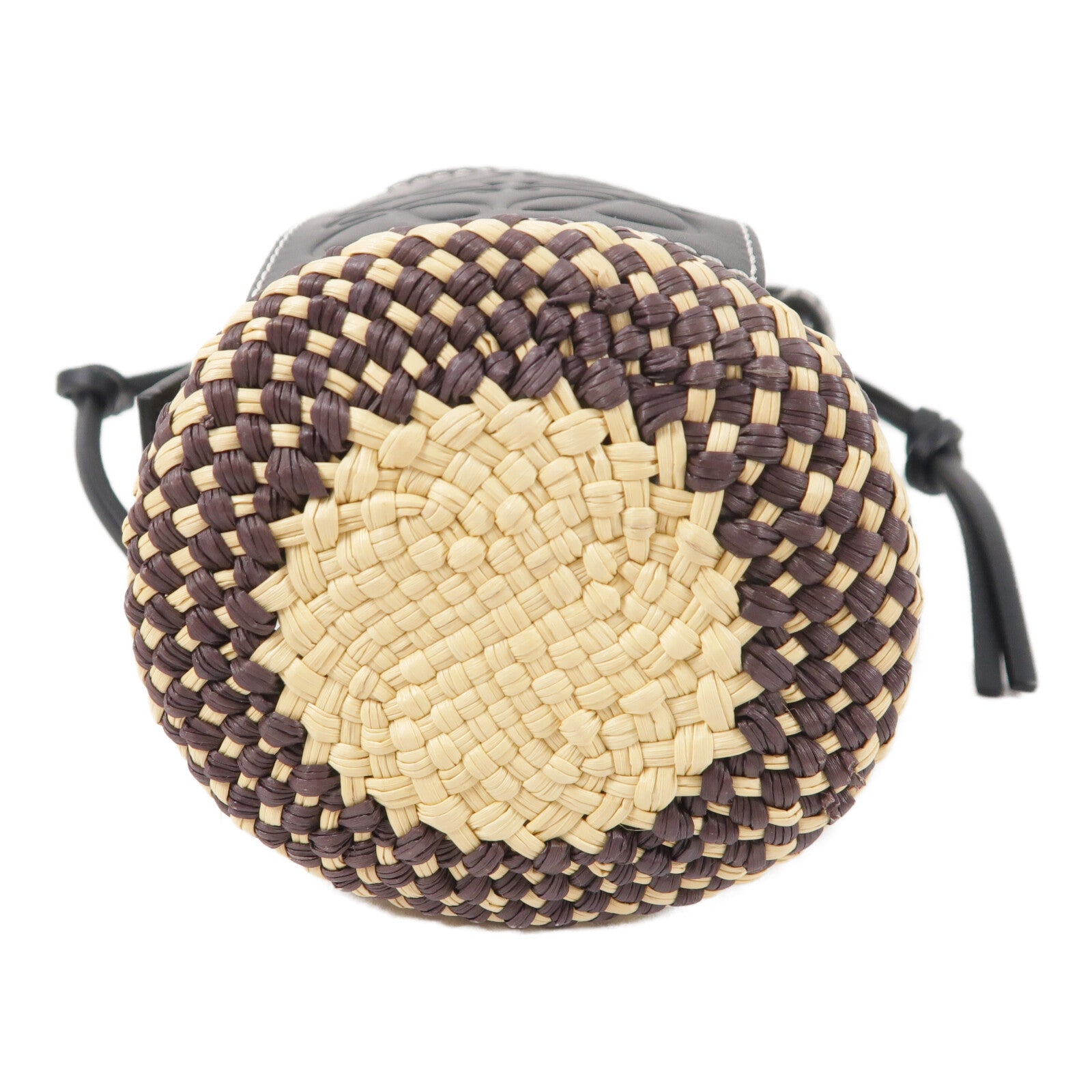 LOEWE Raffia/牛皮皮革Cylinder Pocket肩背袋