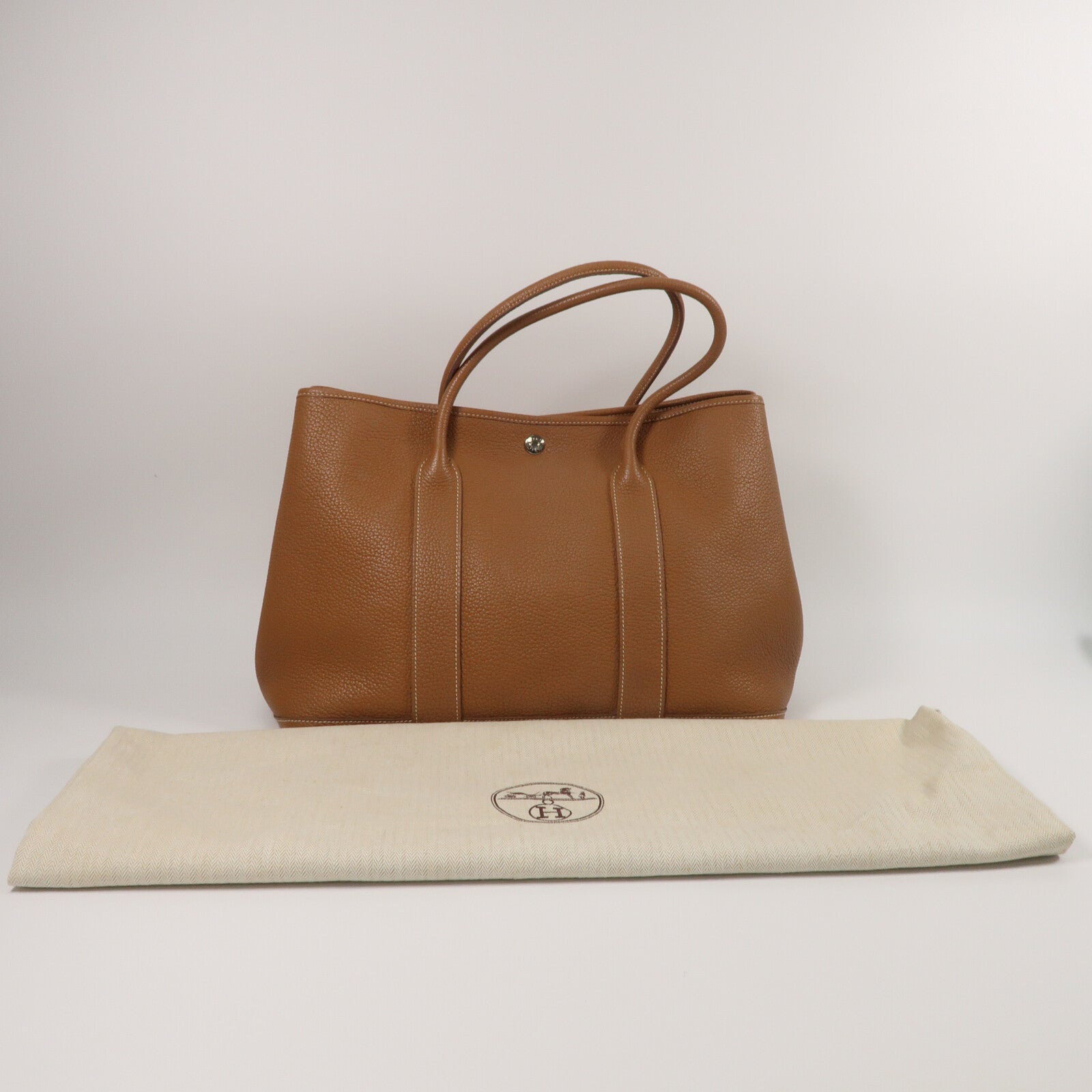 HERMES Negonda皮革GardenParty PM手挽袋Gold