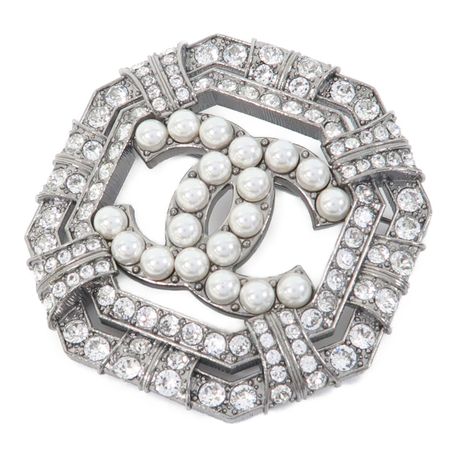 CHANEL 金屬Brooch胸針銀色/白色