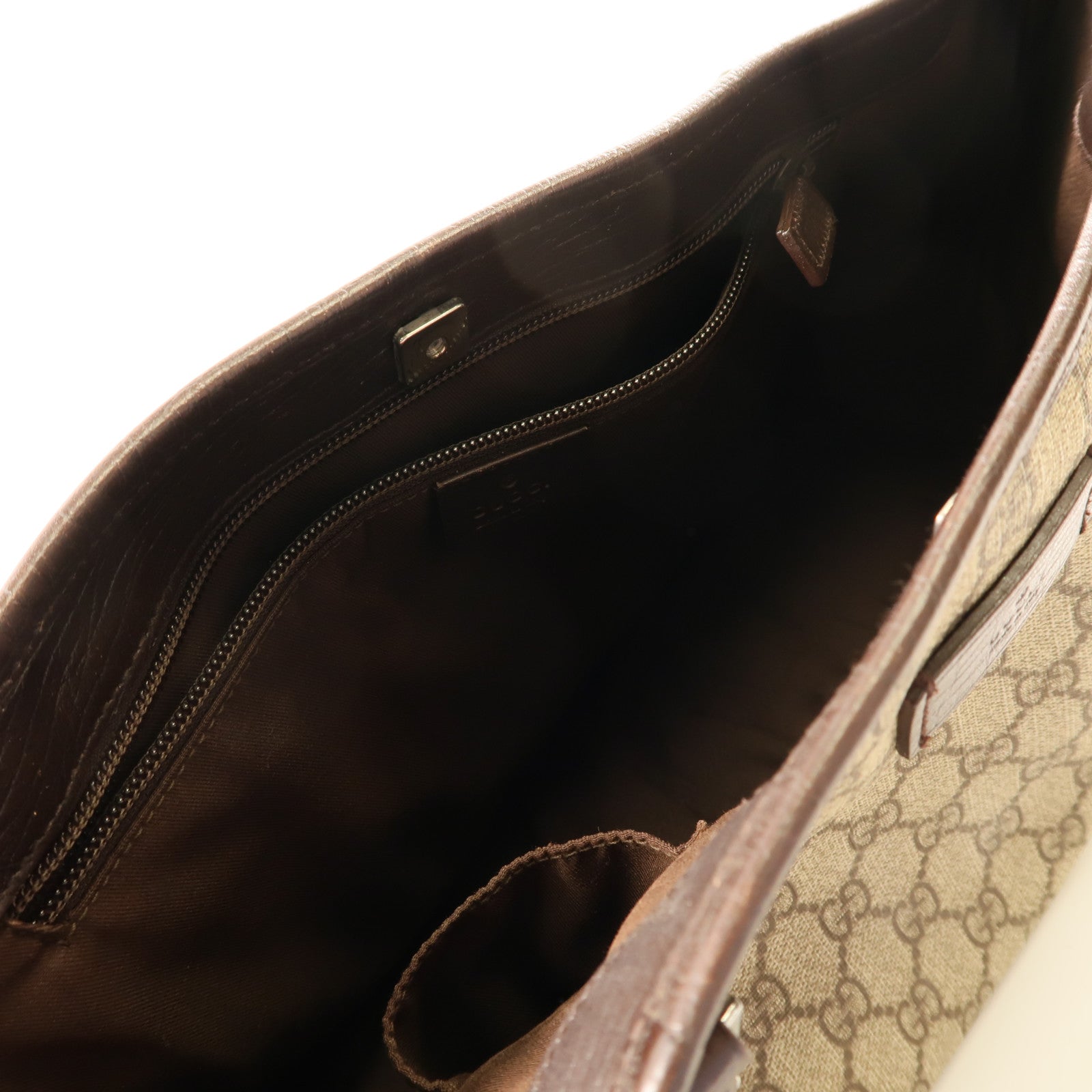 GUCCI 塗層帆布GG Plus Tote Bag銀扣手挽袋米色