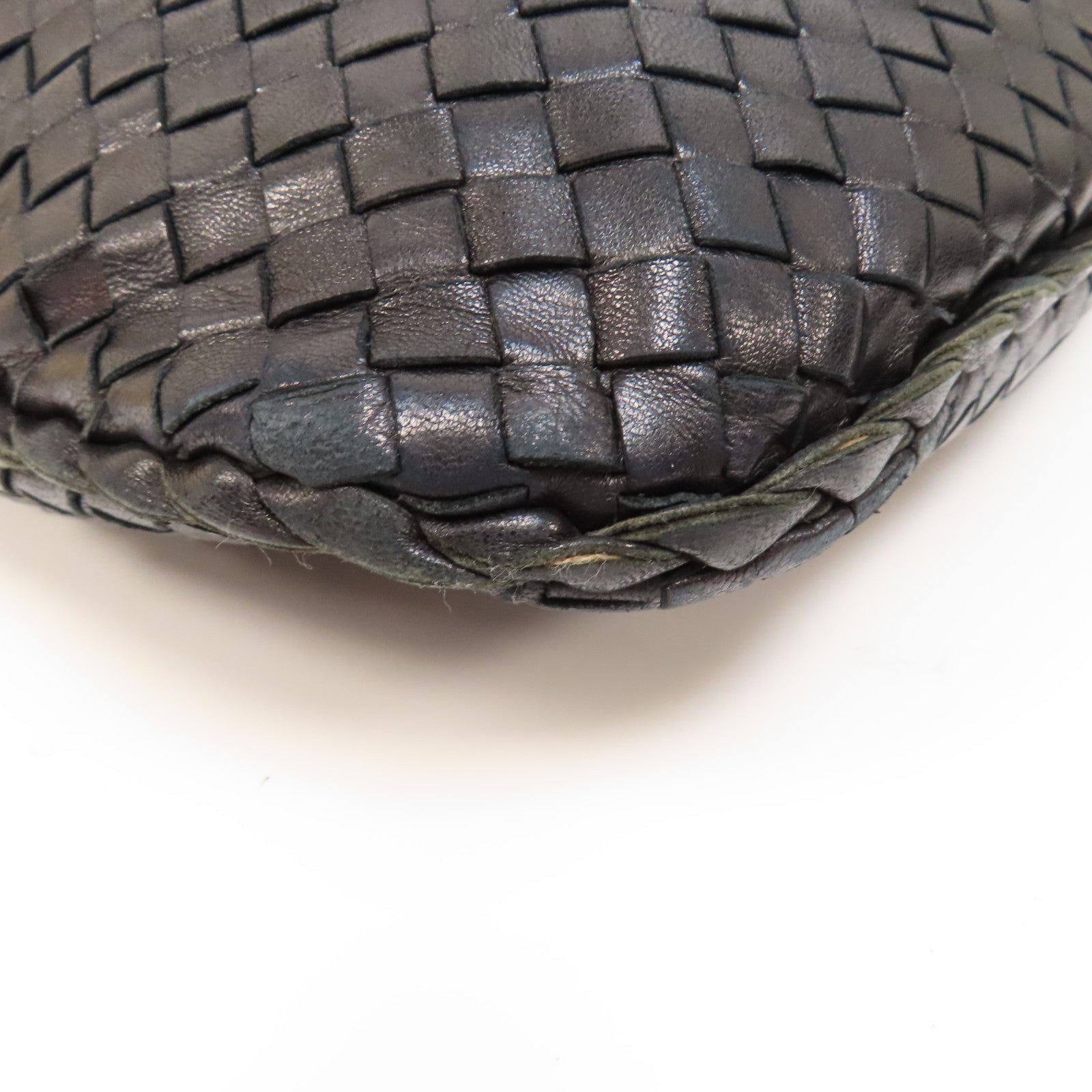 BOTTEGA VENETA 織紋牛皮皮革Hobo Bag金扣肩背袋黑色